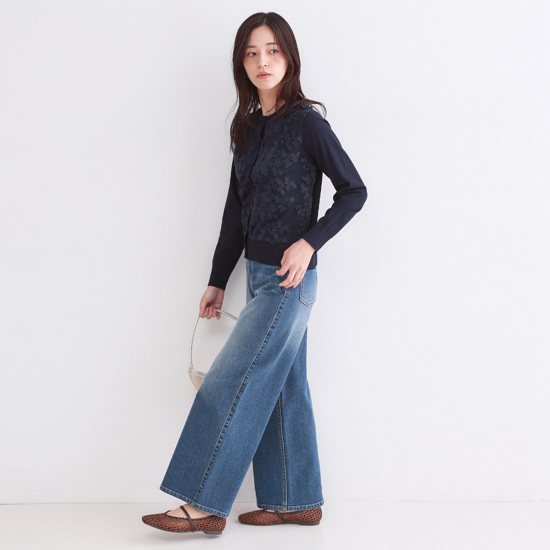 OPAQUE.CLIP「チュールレースニットカーディガン【洗える】」|カーディガン|