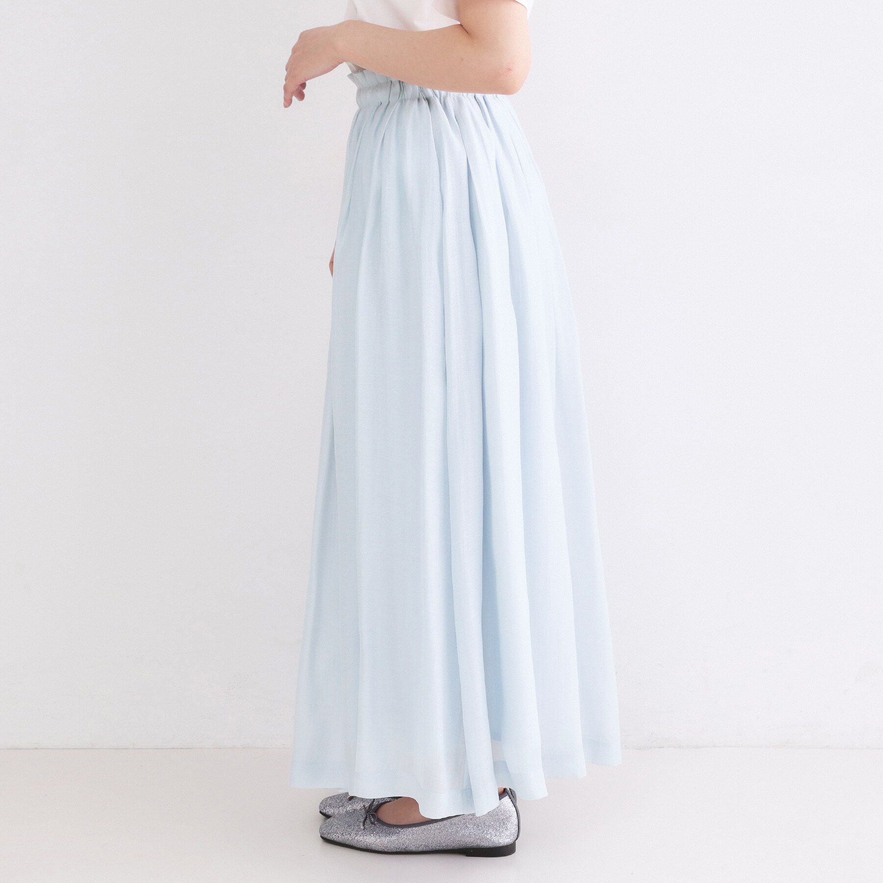 OPAQUE.CLIP「シャイニーオーガンジー タックフレアスカート」|スカート|