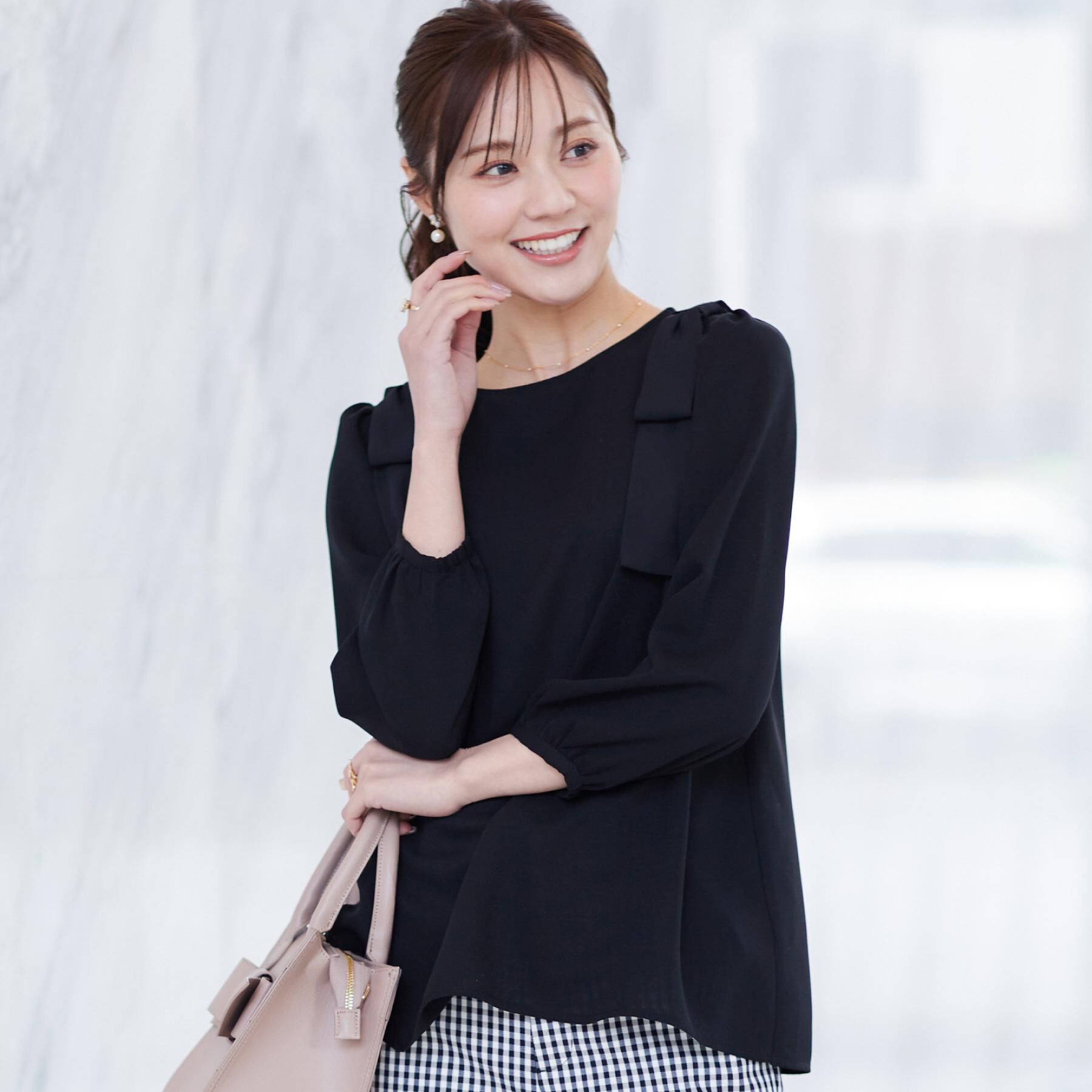 Couture broach「【フェミニン・通勤】肩リボンシフォンブラウス」|シャツ・ブラウス|