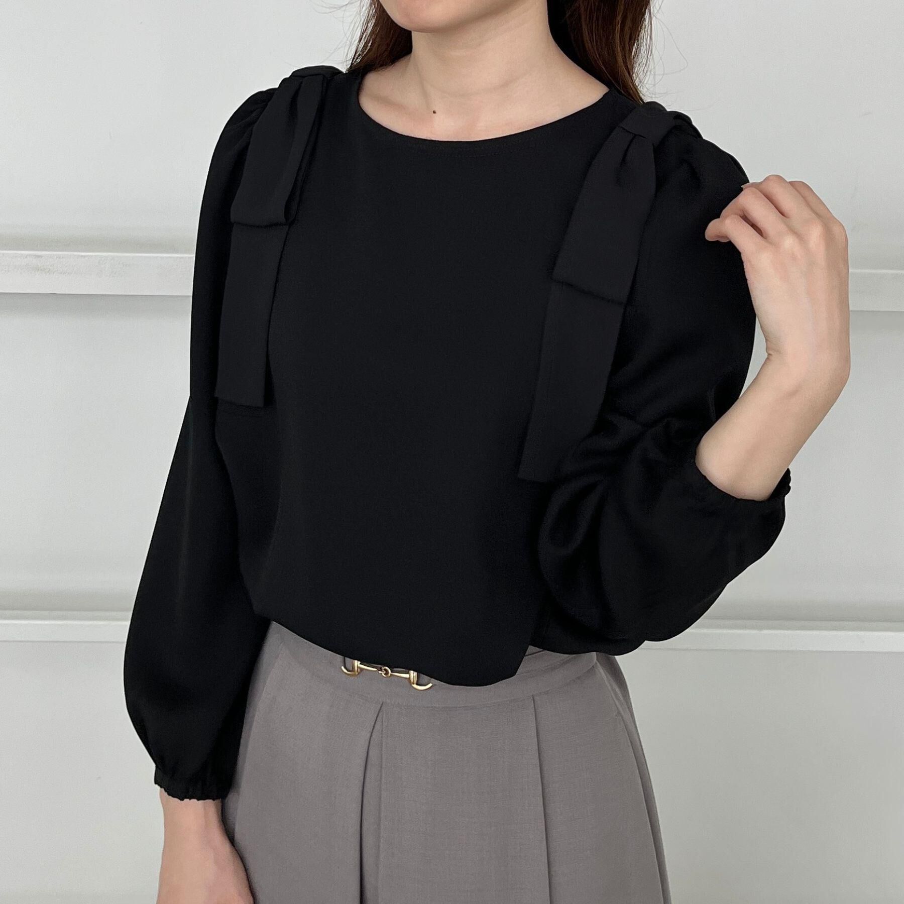 Couture broach「【フェミニン・通勤】肩リボンシフォンブラウス」|シャツ・ブラウス|