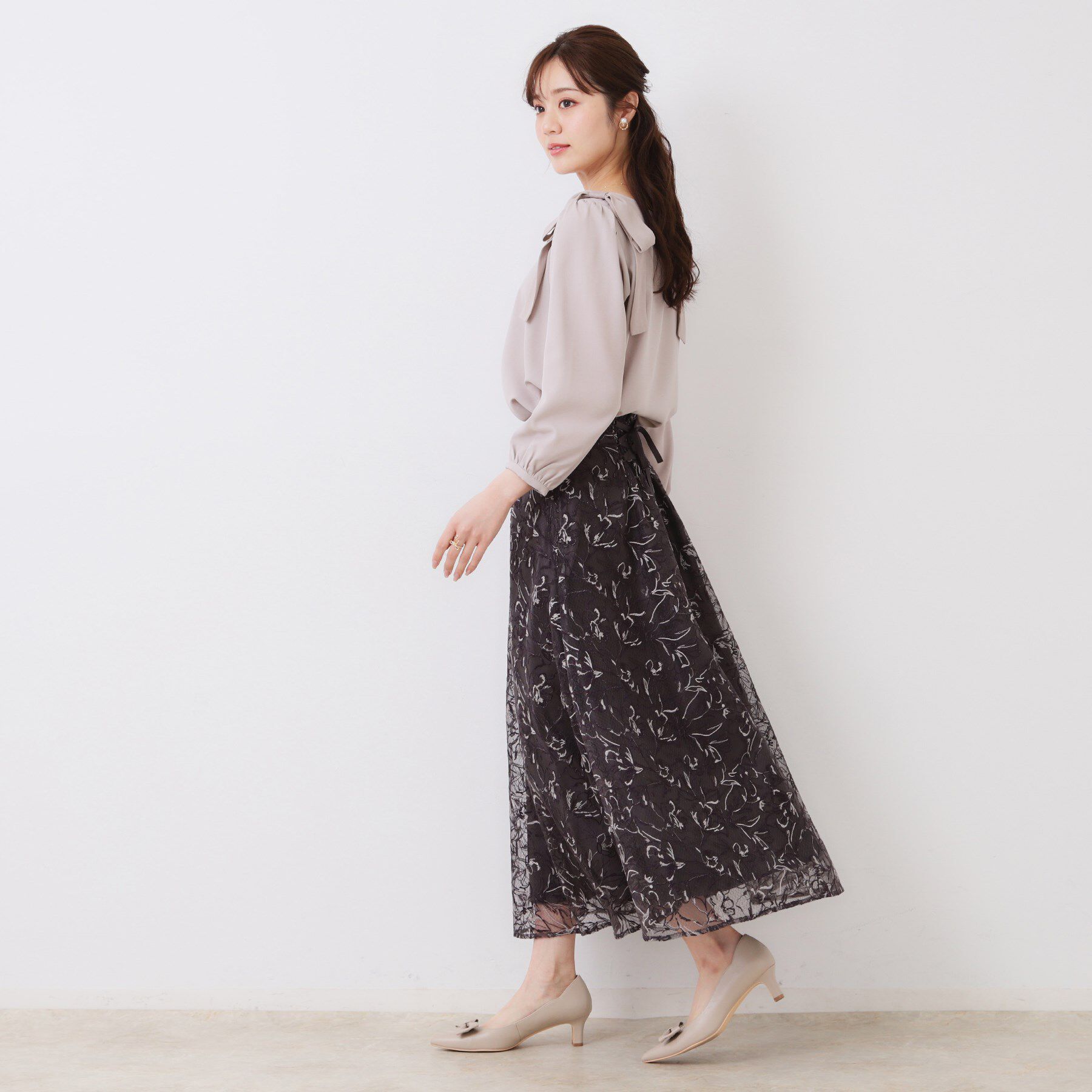 Couture broach「【フェミニン・通勤】肩リボンシフォンブラウス」|シャツ・ブラウス|