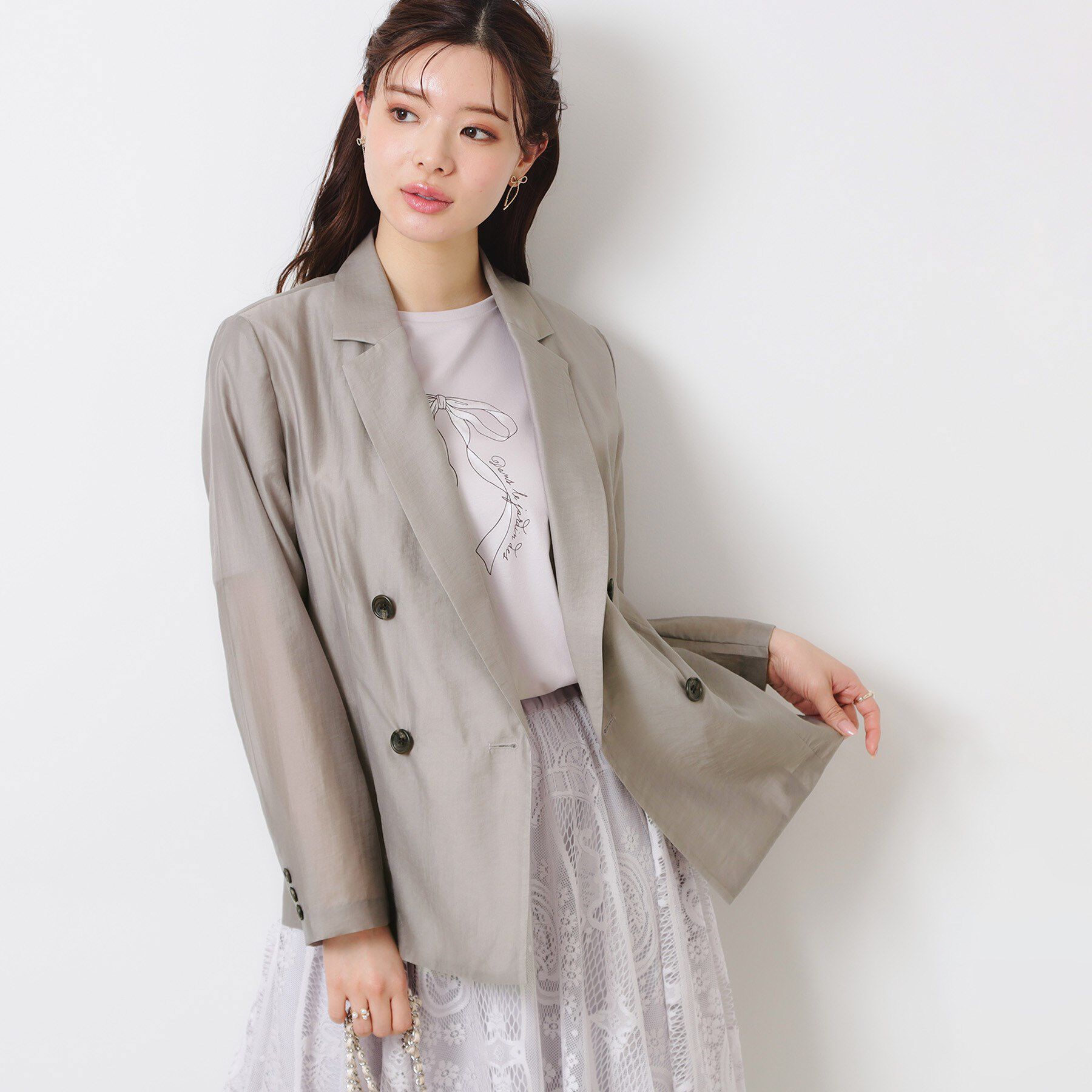 Couture broach「【オシャレな透け感・通勤】シアージャケット」|テーラードジャケット|