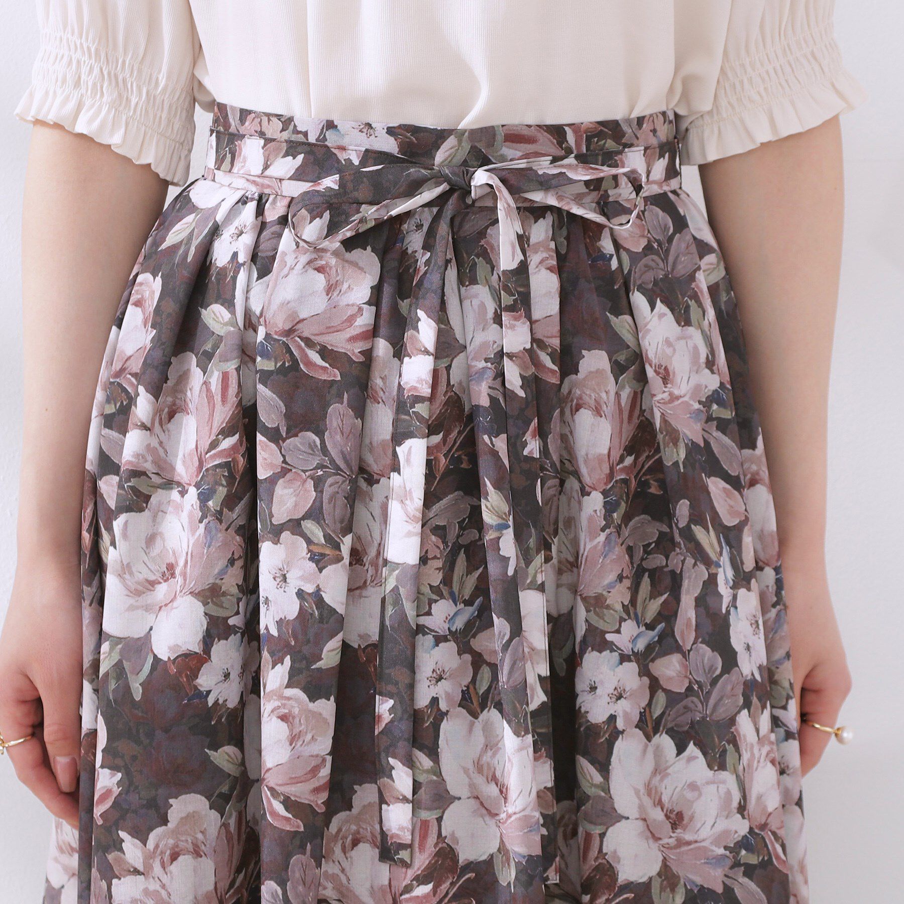 Couture broach「【きれいめ・通勤】細リボン付きパレットボイルスカート」|スカート|