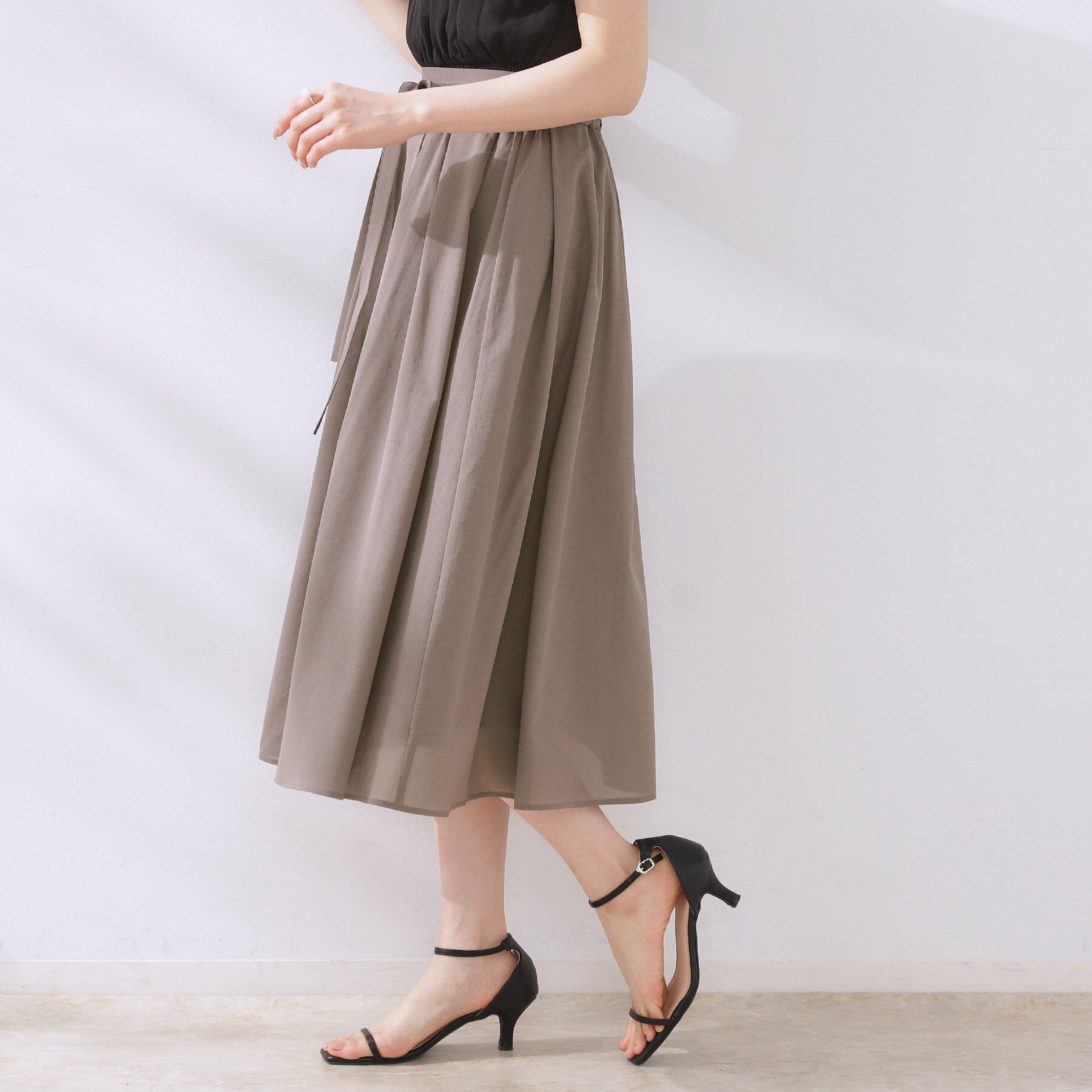 Couture broach「【きれいめ・通勤】細リボン付きパレットボイルスカート」|スカート|
