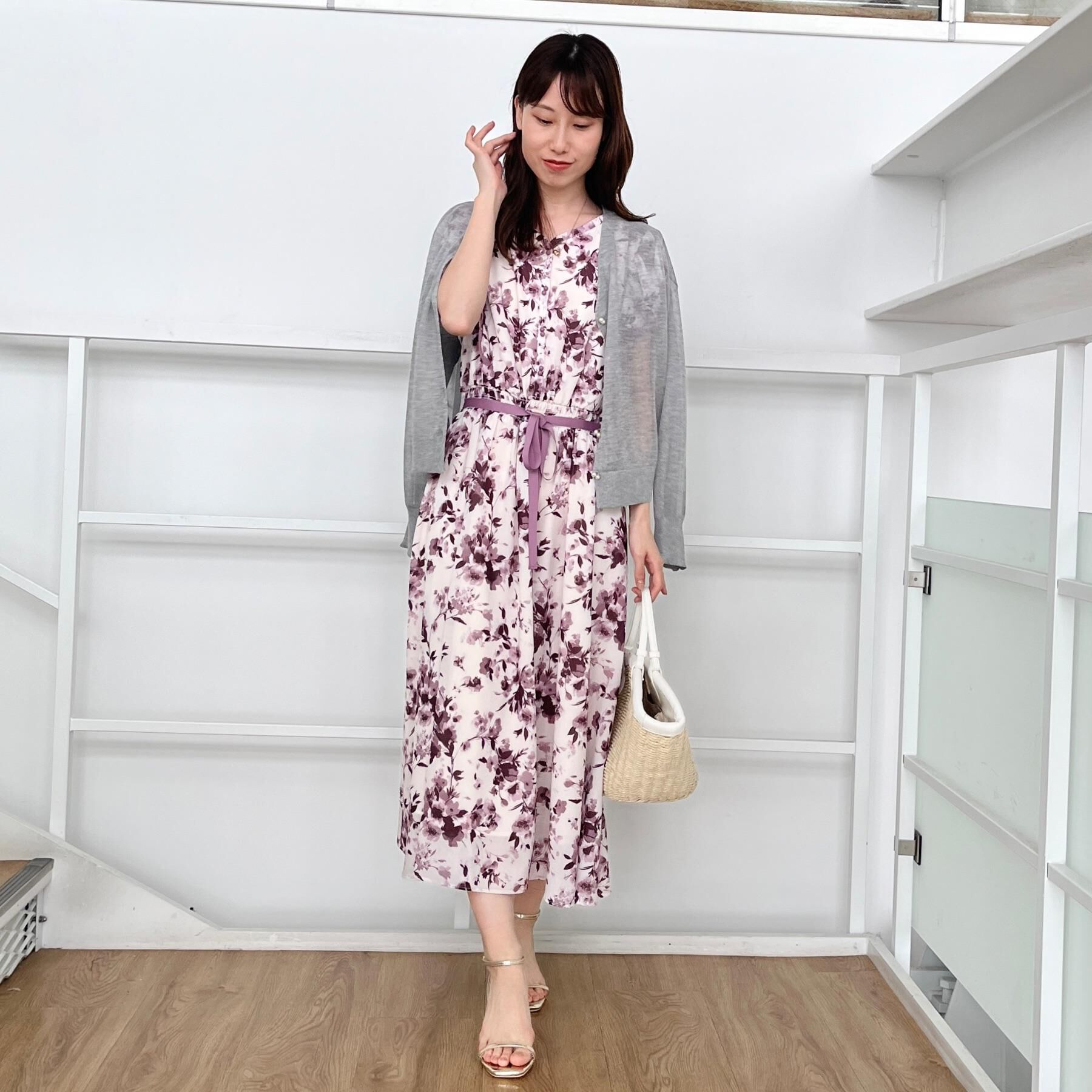 Couture broach「【上品な透け感・通勤】ダブルパール調釦シアーカーディガン」|カーディガン|