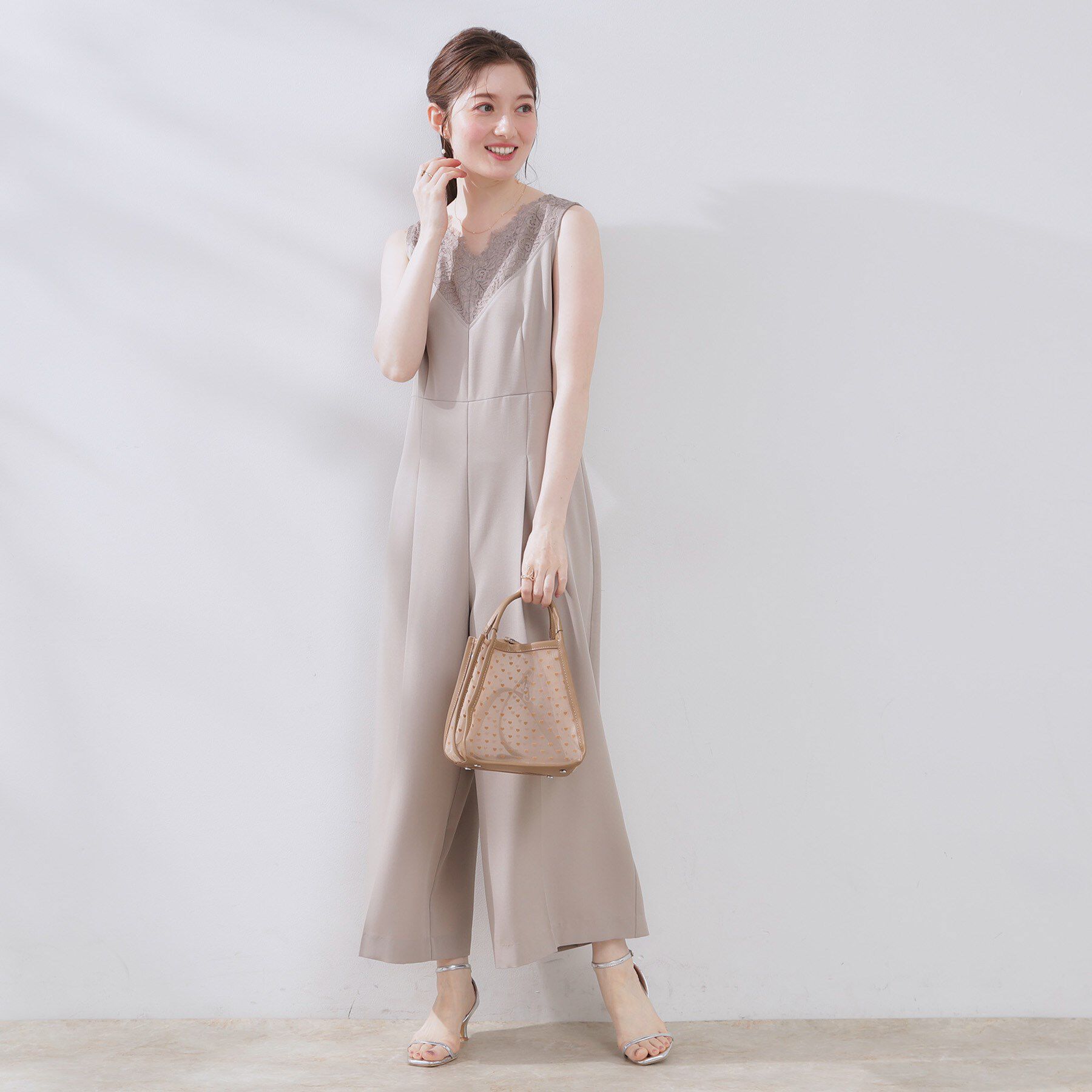 Couture broach「【一枚で着映える】レース切替デザインオールインワン」|オールインワン|