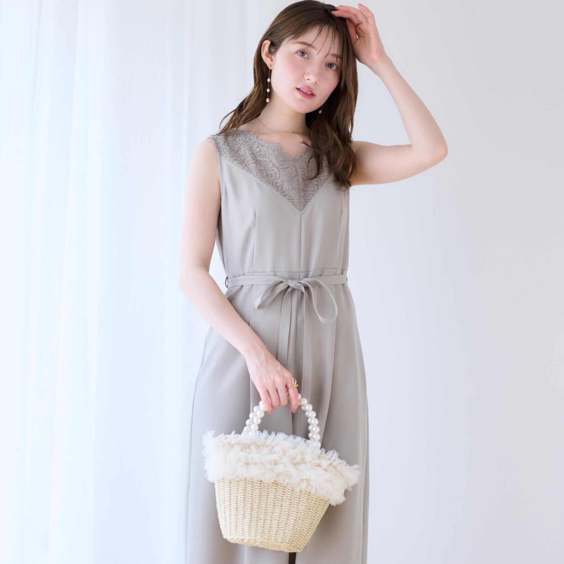 Couture broach「【一枚で着映える】レース切替デザインオールインワン」|オールインワン|