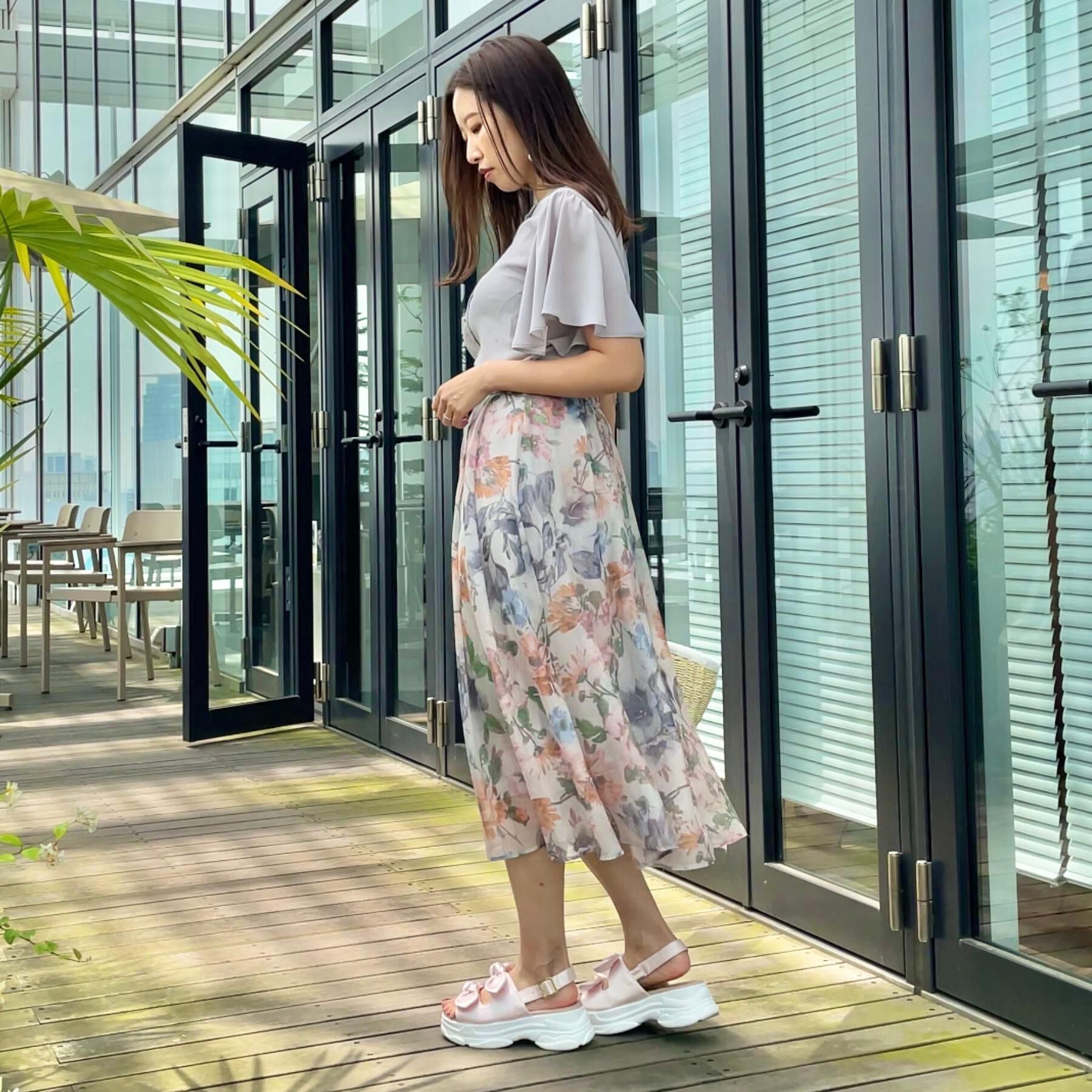 Couture broach「【キレイめ・通勤】前後2WAY楊柳フレアー袖ブラウス」|シャツ・ブラウス|