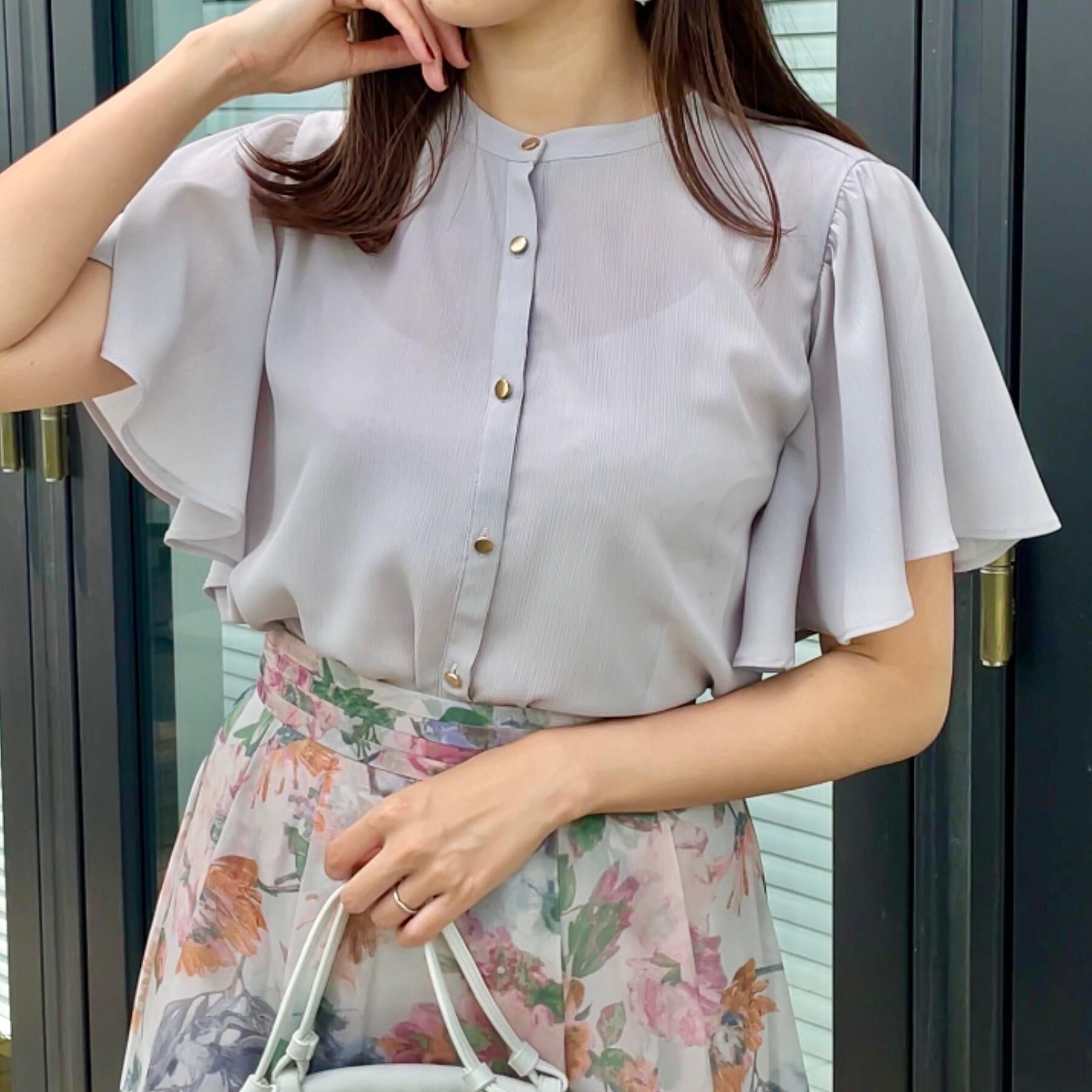 Couture broach「【キレイめ・通勤】前後2WAY楊柳フレアー袖ブラウス」|シャツ・ブラウス|