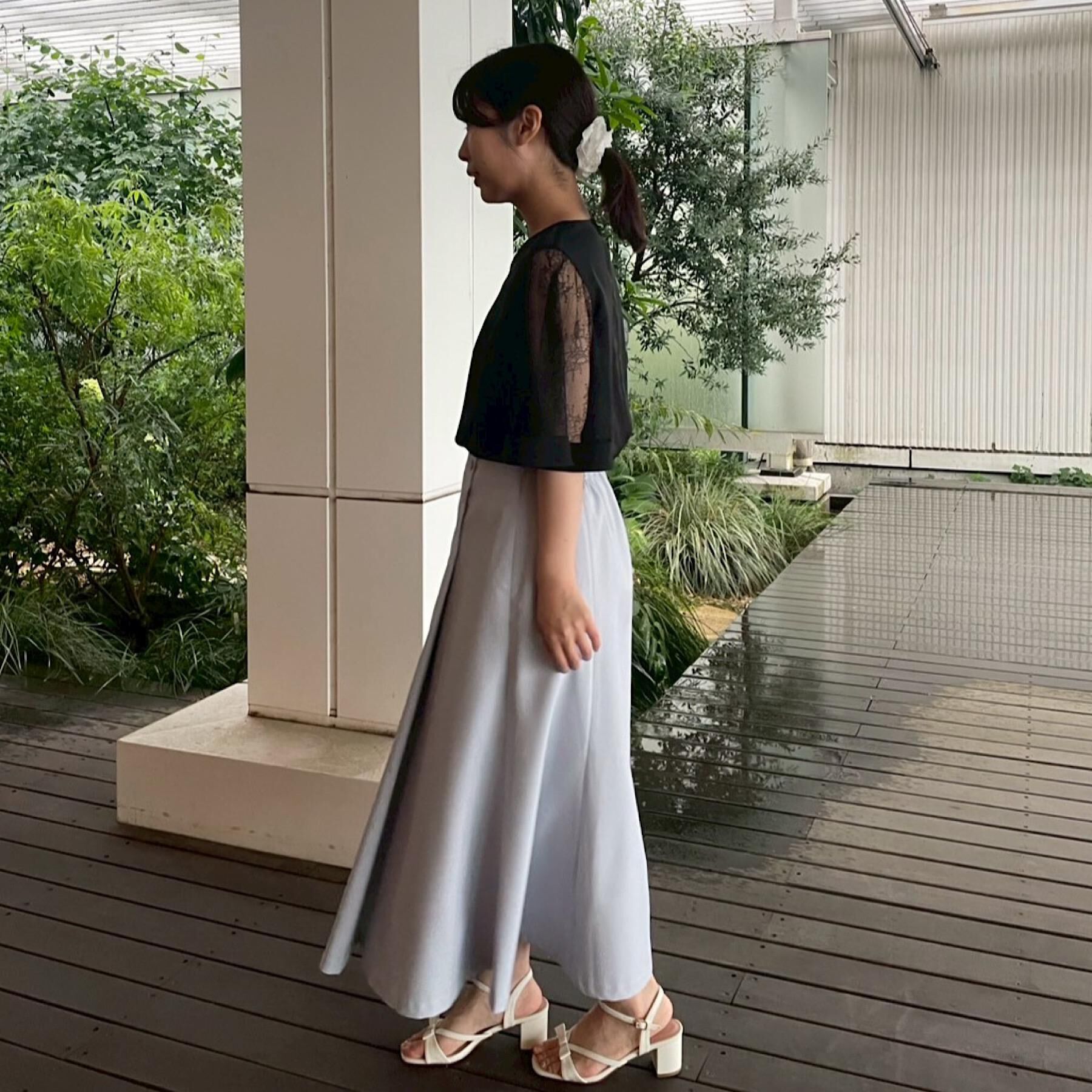 Couture broach「【マシンウォッシャブル・シアー・細見え】Vネック袖レースフレアブラウス」|シャツ・ブラウス|