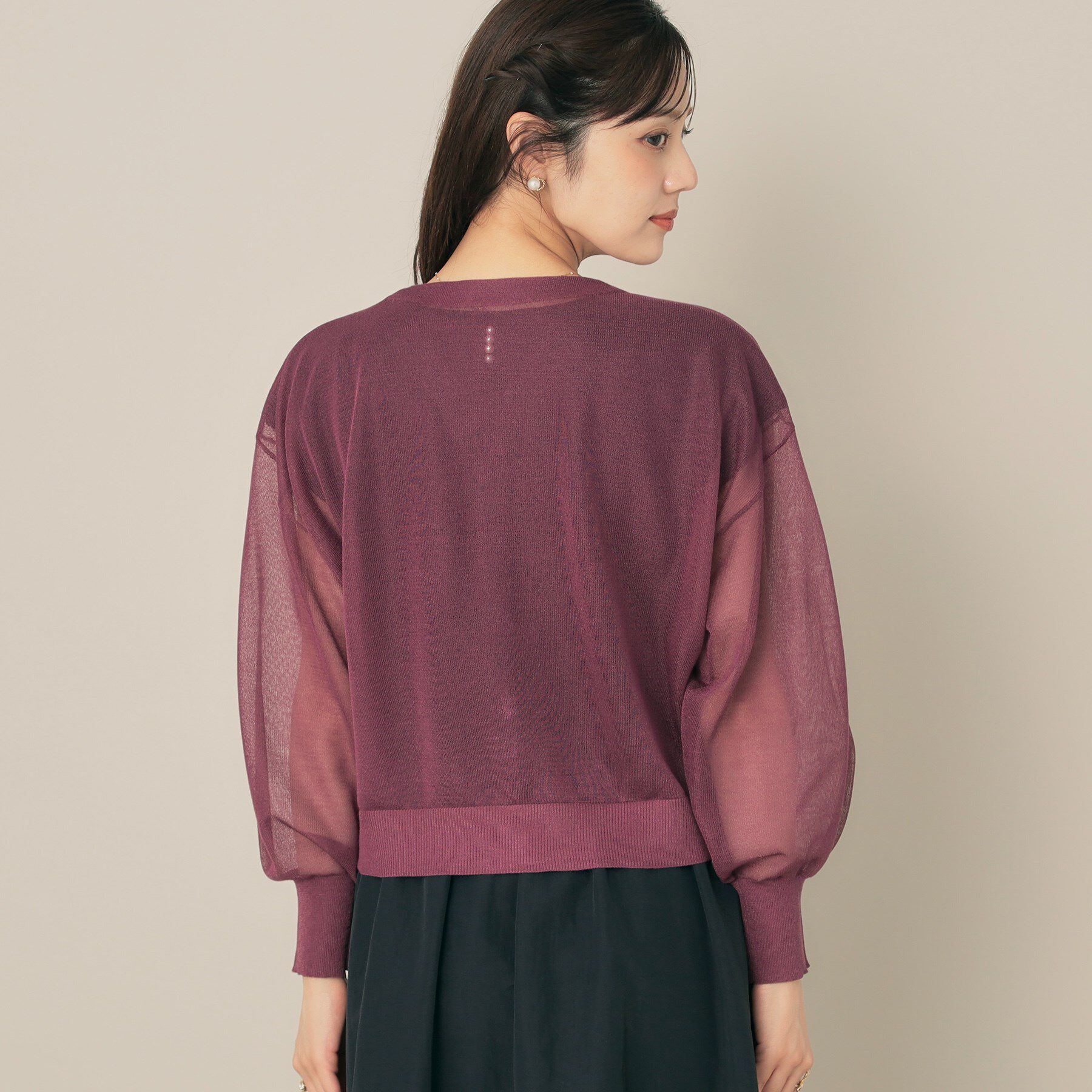 Couture broach「【秋カラー・オシャレな透け感】ダブルパール調シアーカーディガン」|カーディガン|