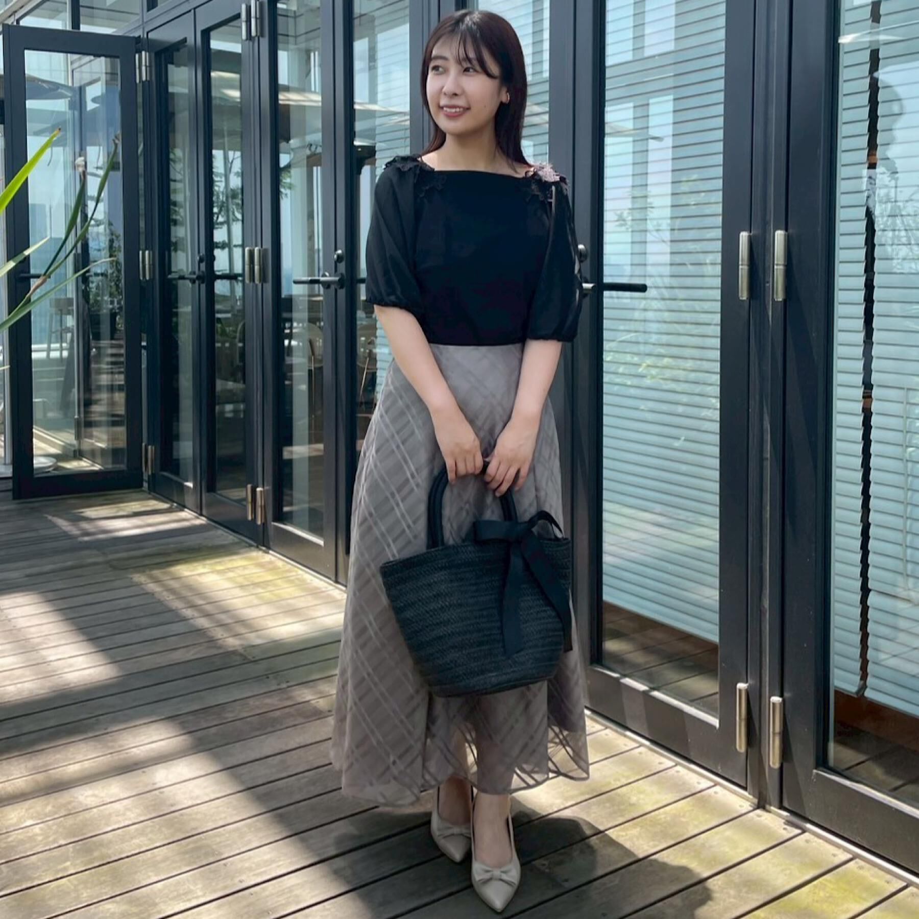 Couture broach「【美シルエット・通勤】シアーチェックオーガンジースカート」|スカート|