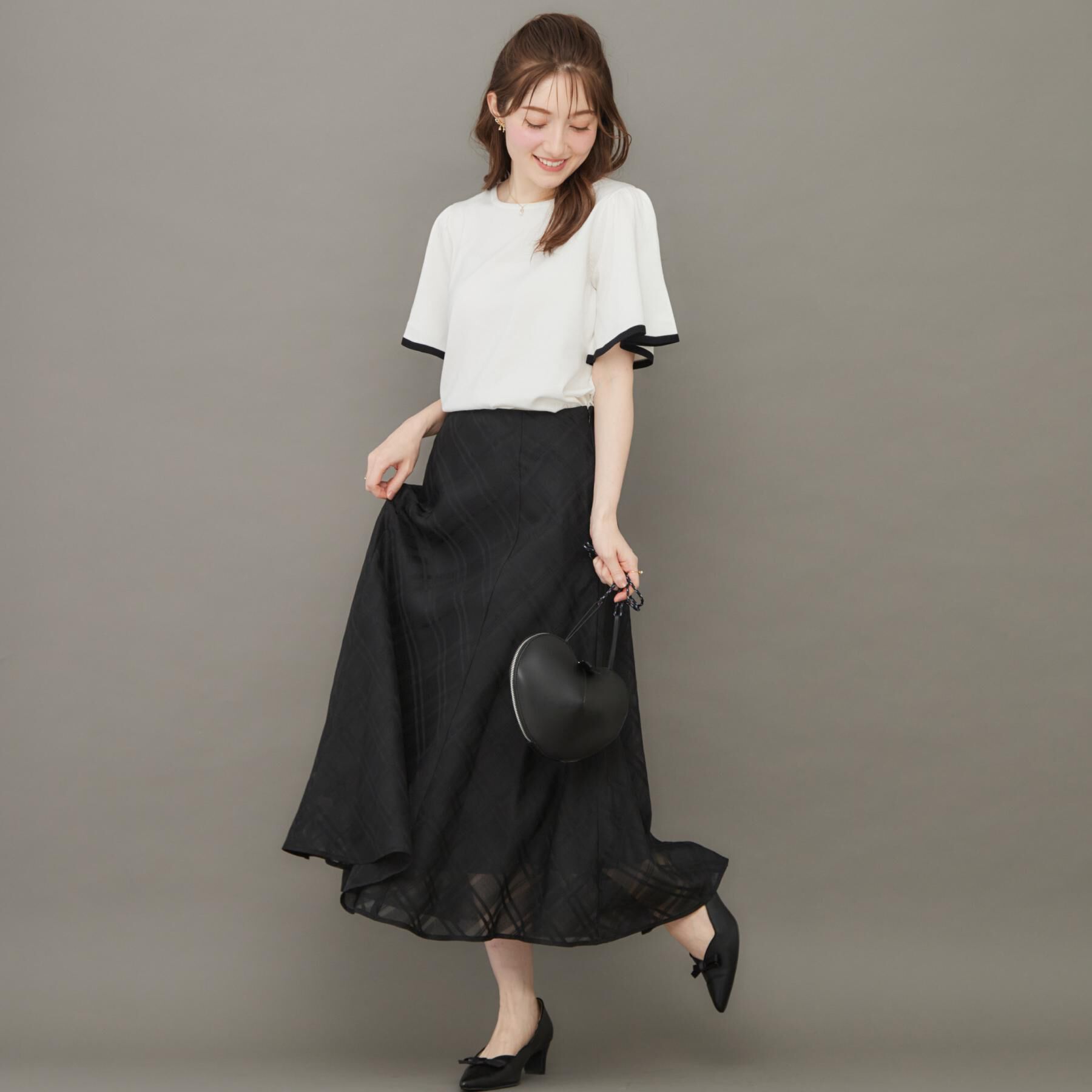 Couture broach「【フェミニン・5分袖・通勤】配色フレアスリーブニット」|ニット・セーター|