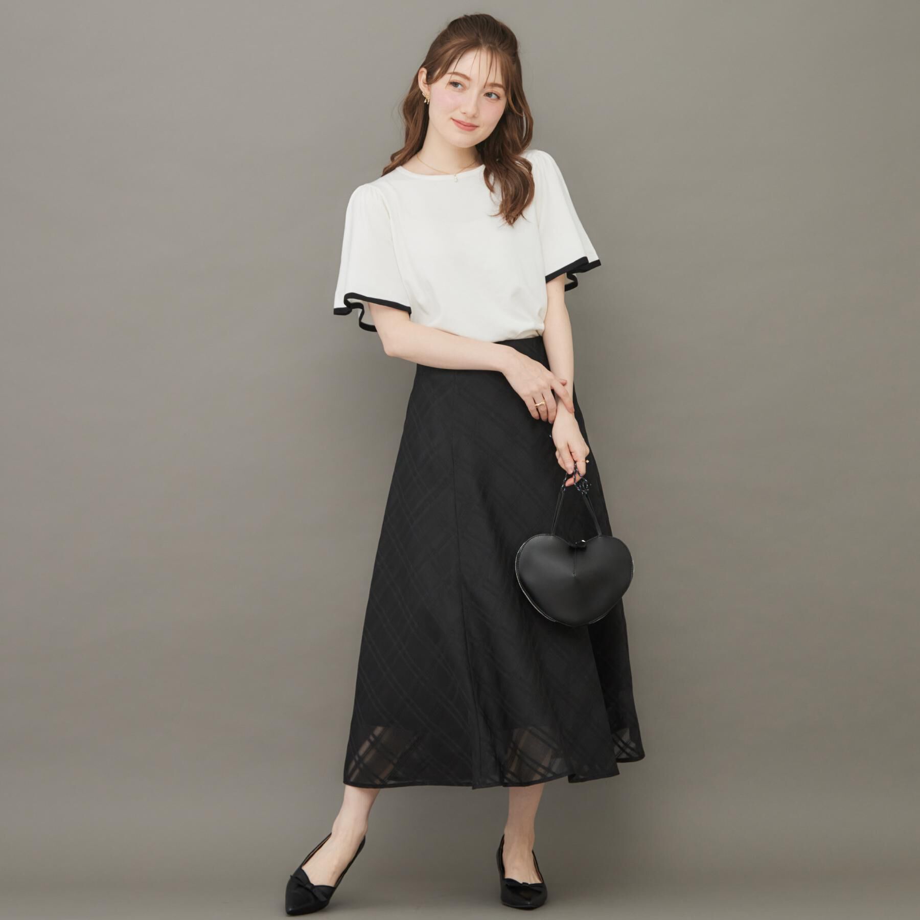 Couture broach「【フェミニン・5分袖・通勤】配色フレアスリーブニット」|ニット・セーター|