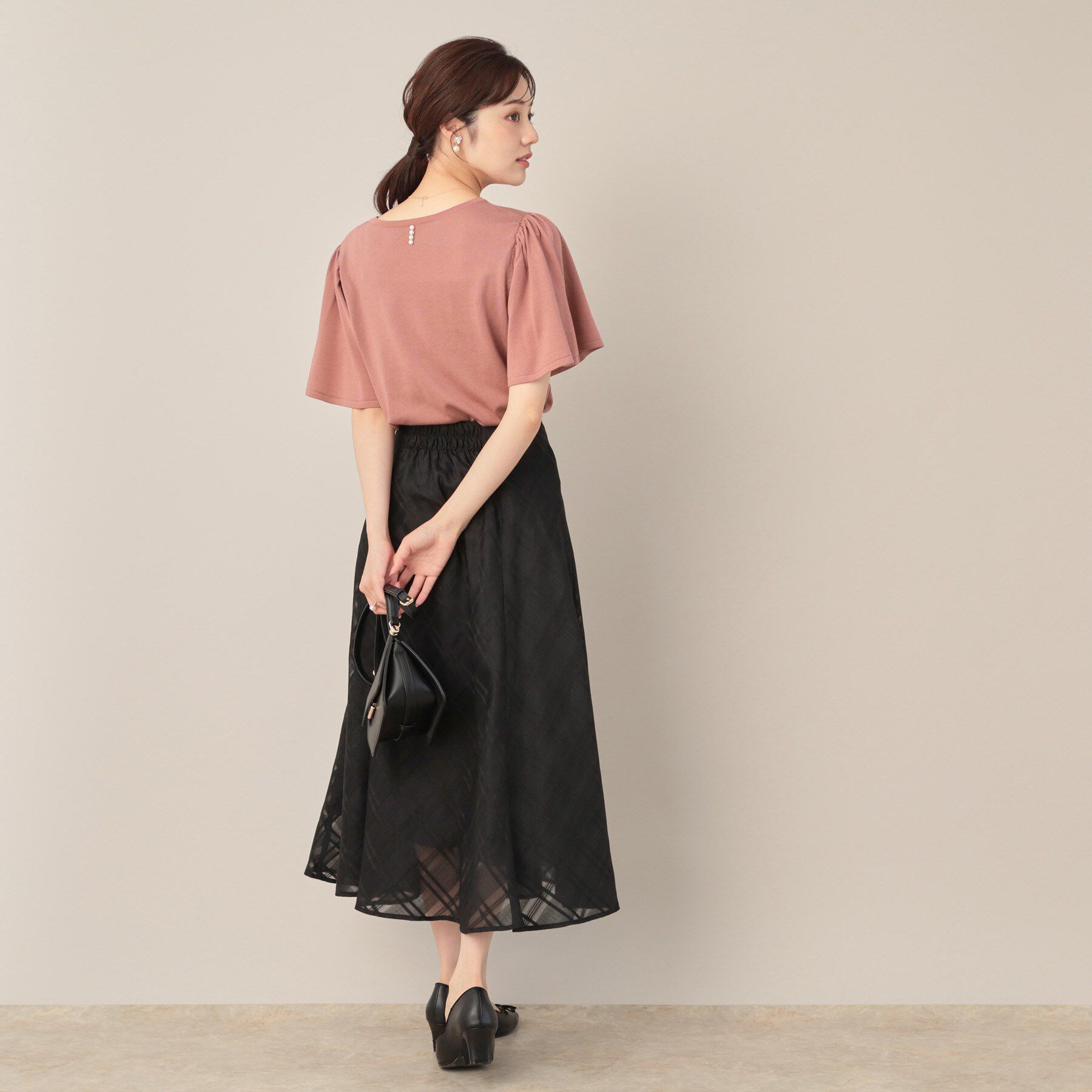 Couture broach「【フェミニン・5分袖・通勤】配色フレアスリーブニット」|ニット・セーター|