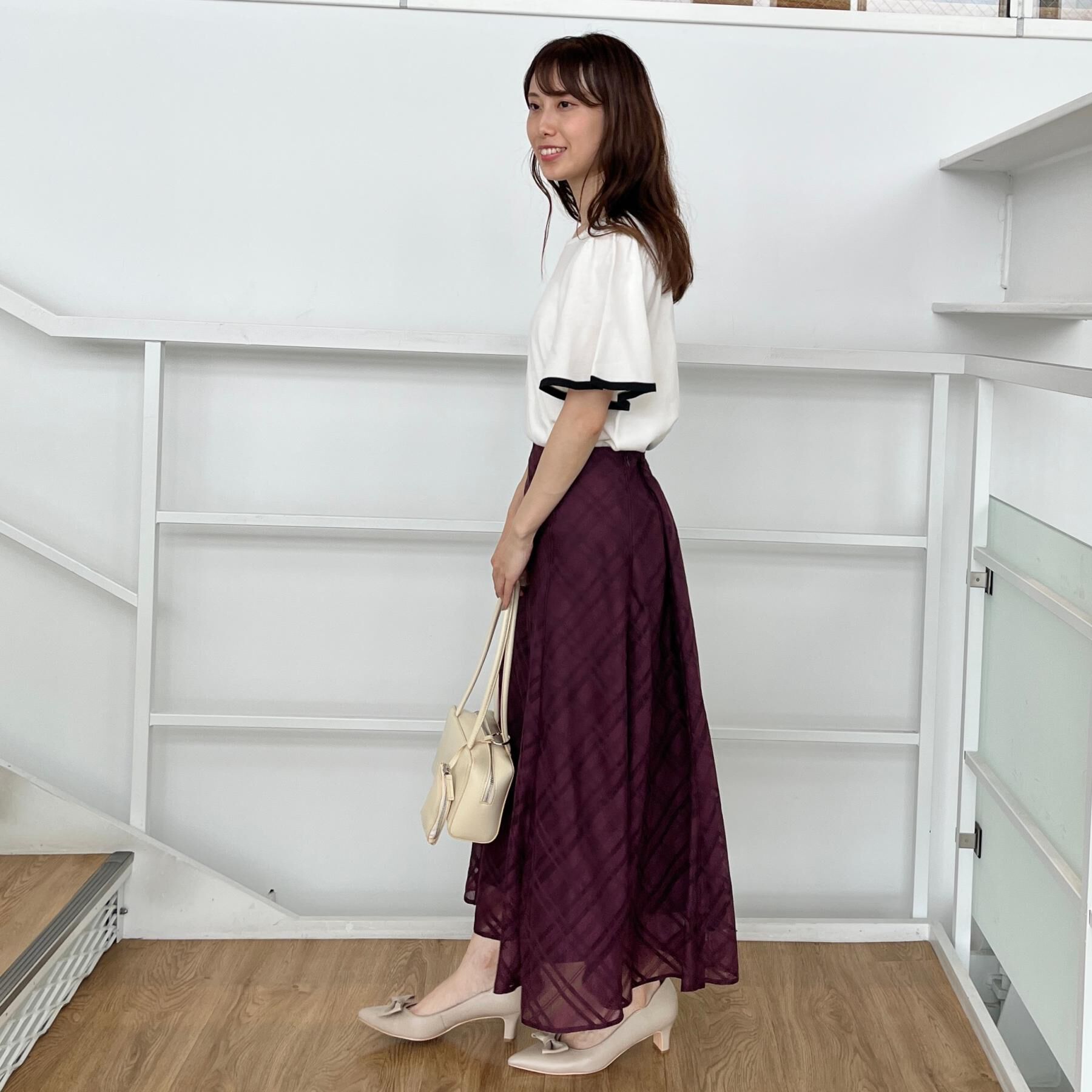 Couture broach「【フェミニン・5分袖・通勤】配色フレアスリーブニット」|ニット・セーター|