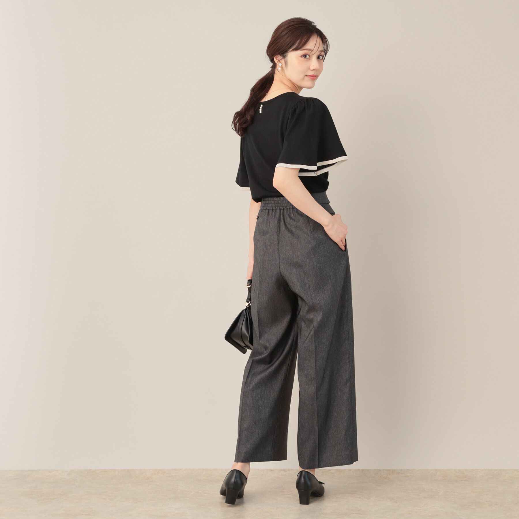 Couture broach「【フェミニン・5分袖・通勤】配色フレアスリーブニット」|ニット・セーター|