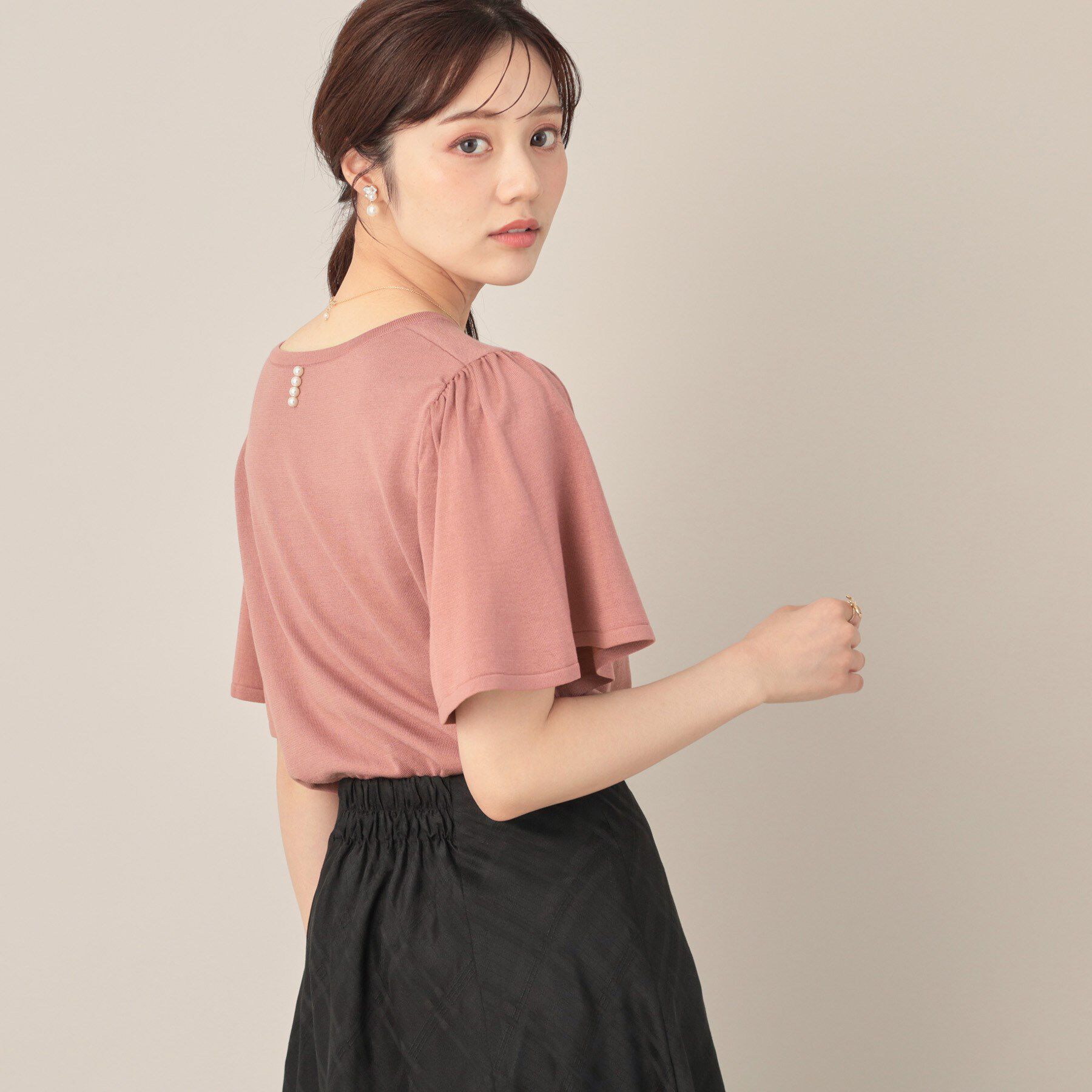 Couture broach「【フェミニン・5分袖・通勤】配色フレアスリーブニット」|ニット・セーター|