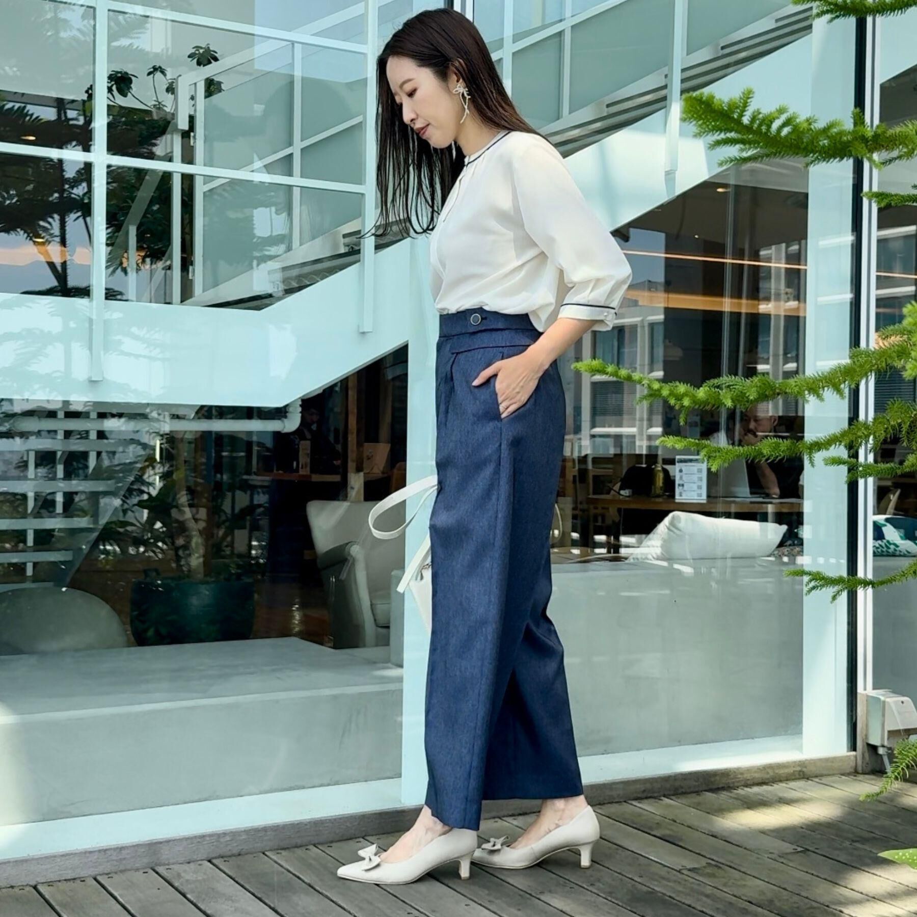 Couture broach「【6分袖・通勤】配色ジョーゼットブラウス」|シャツ・ブラウス|