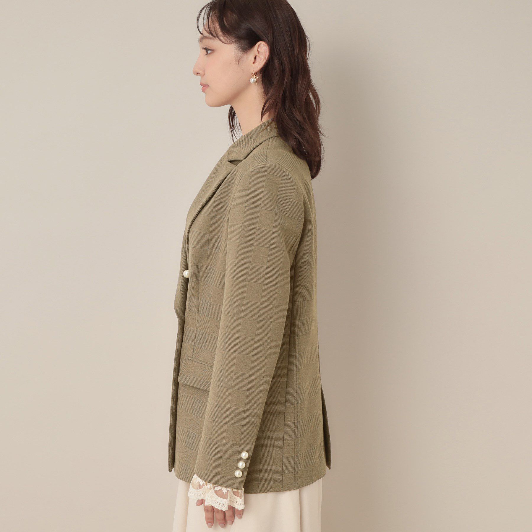 Couture broach「【高見え・きれいめ・通勤】レースカフス パール調釦テーラードジャケット」|テーラードジャケット|