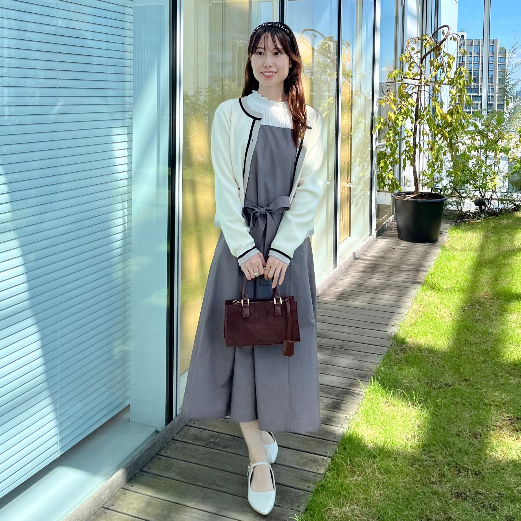 Couture broach「【高見え・通勤・大人可愛い】配色総針スカラカーディガン」|カーディガン|