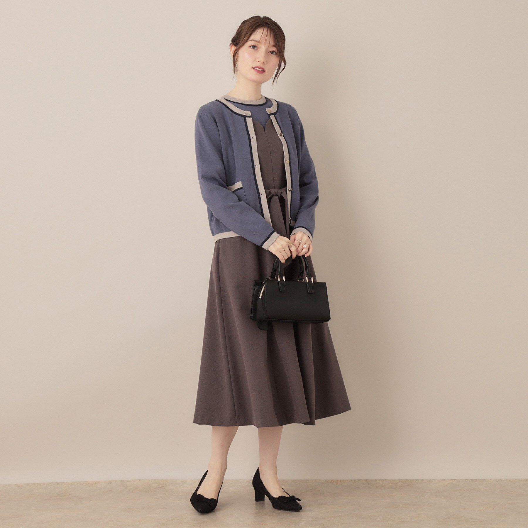 Couture broach「【高見え・通勤・大人可愛い】配色総針スカラカーディガン」|カーディガン|