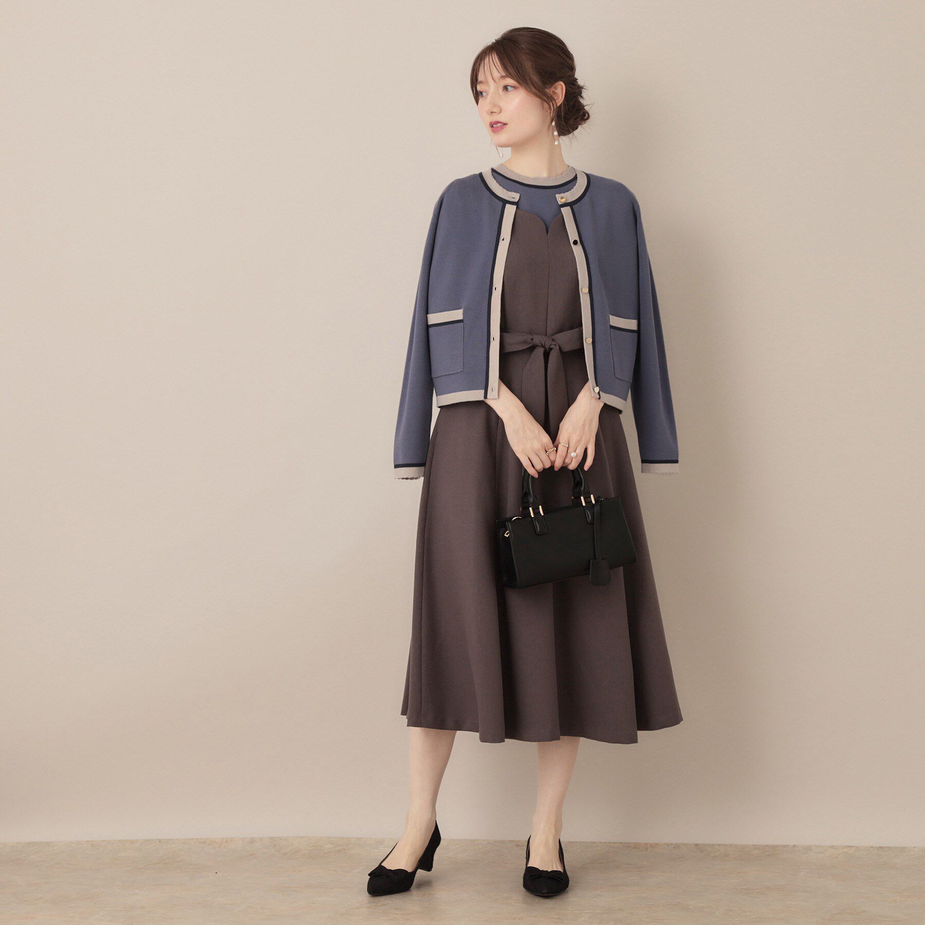 Couture broach「【高見え・通勤・大人可愛い】配色総針スカラカーディガン」|カーディガン|