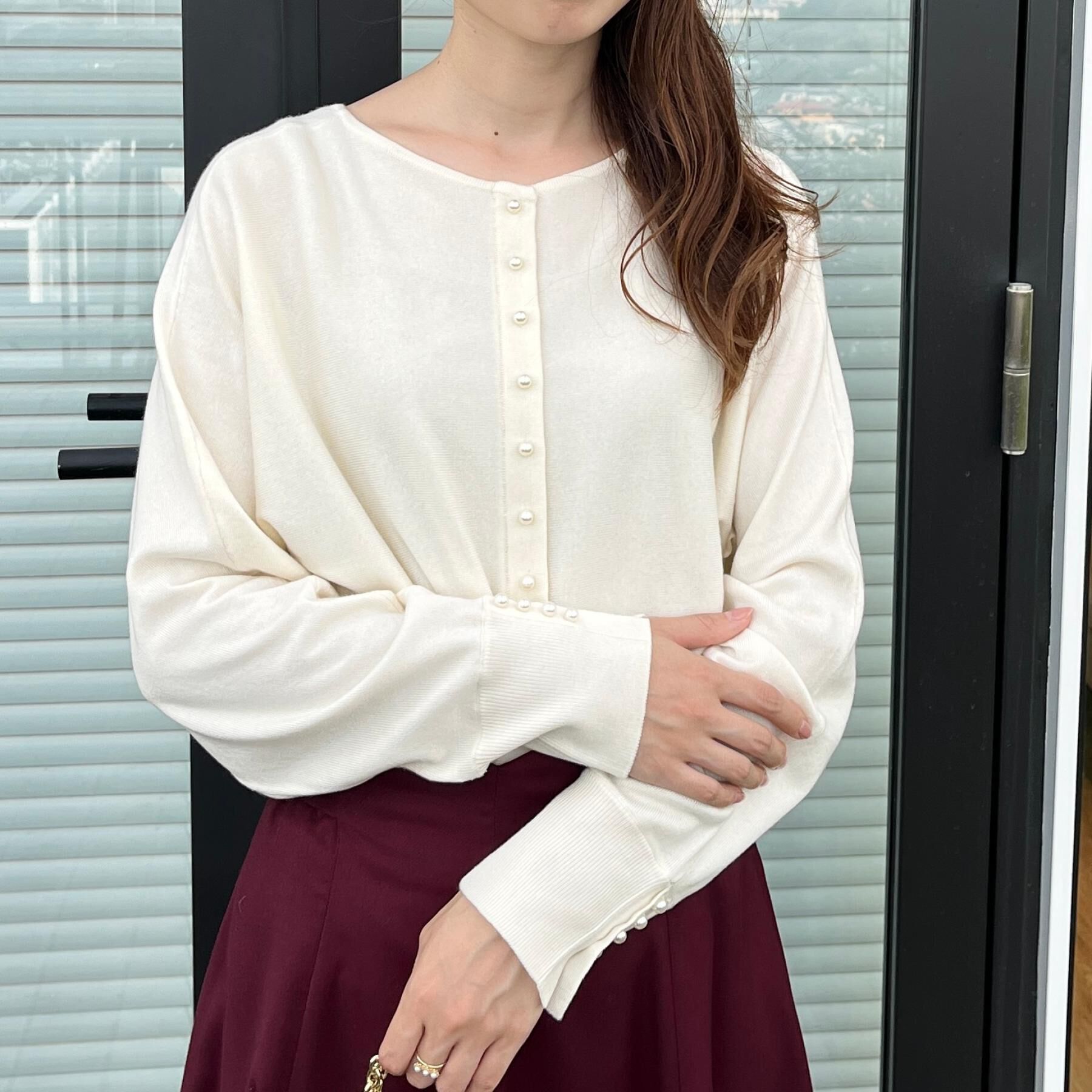 Couture broach「【大人上品・通勤・前後2WAY】バックパール調ドルマンニット」|ニット・セーター|