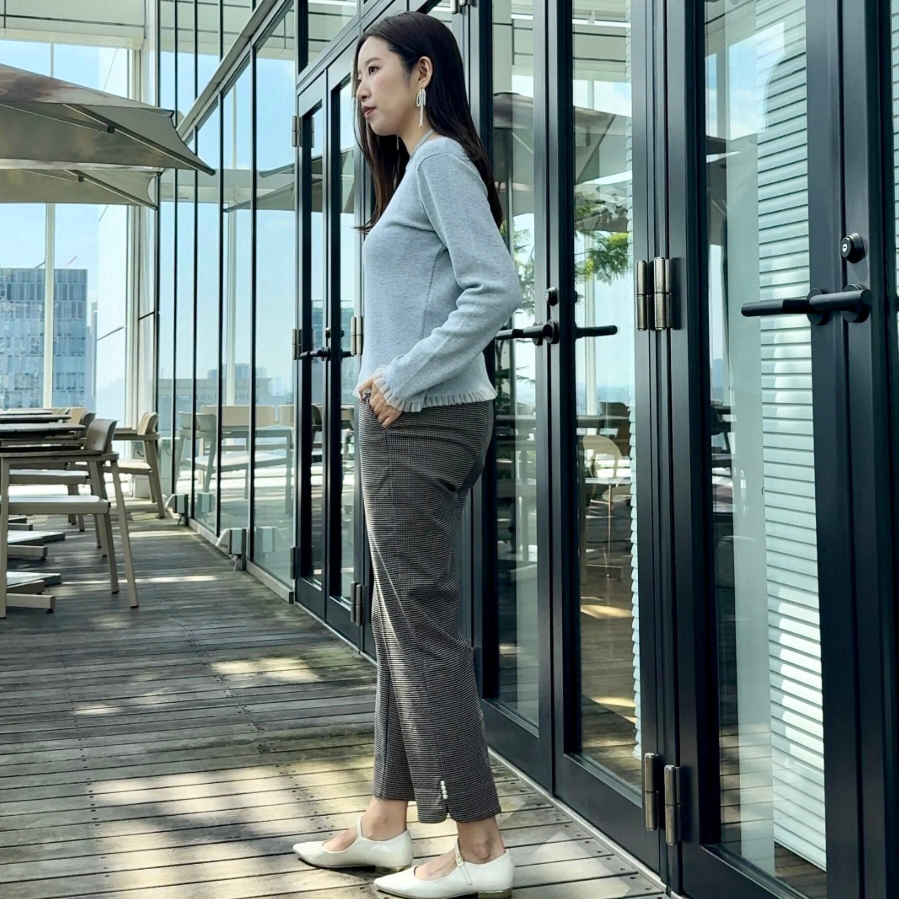 Couture broach「【大人可愛い・リボン取り外し可】前後2WAYラメリブ シアープチフリルニット」|ニット・セーター|