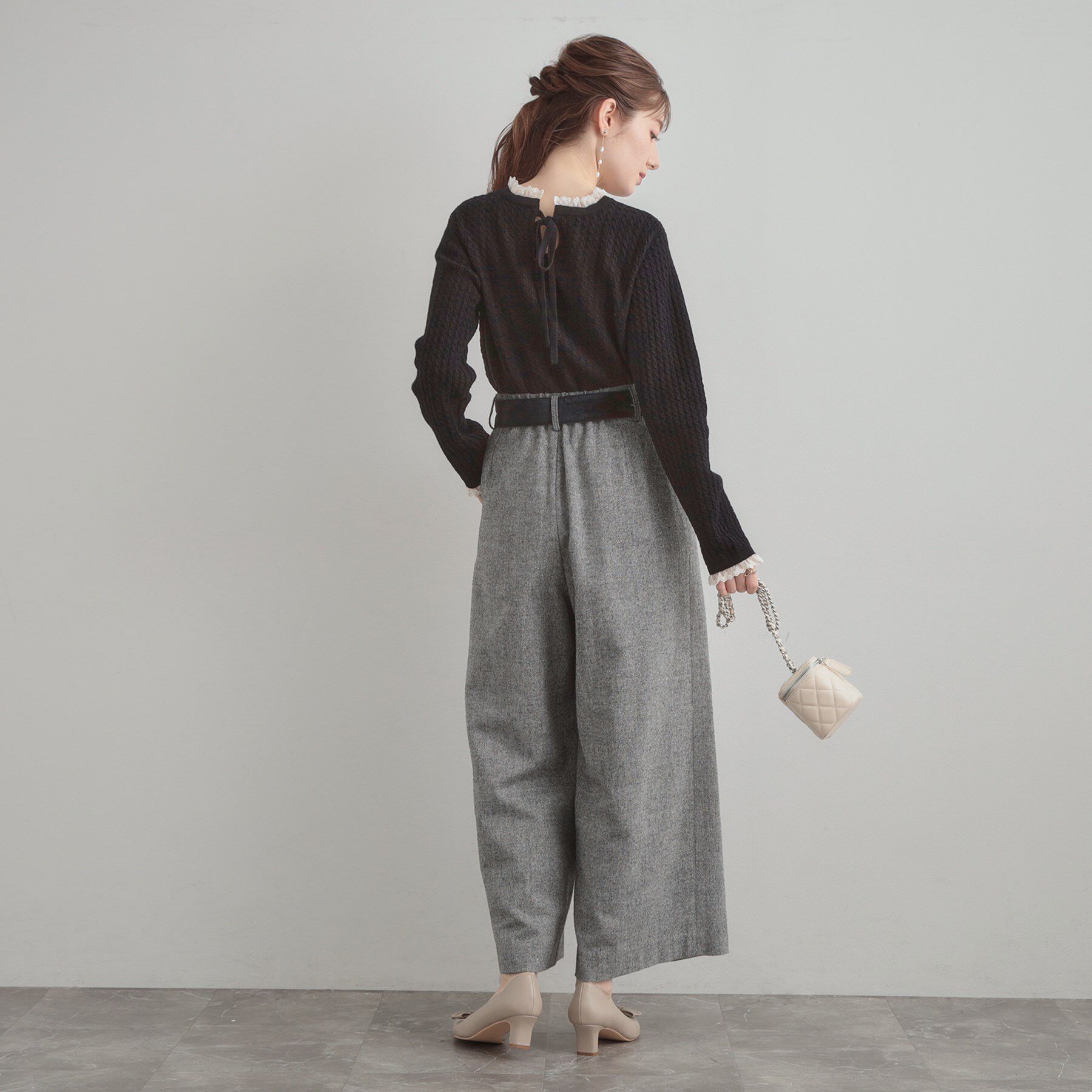 Couture broach「【大人上品・着映え】ケーブルレース バックリボンニット」|ニット・セーター|