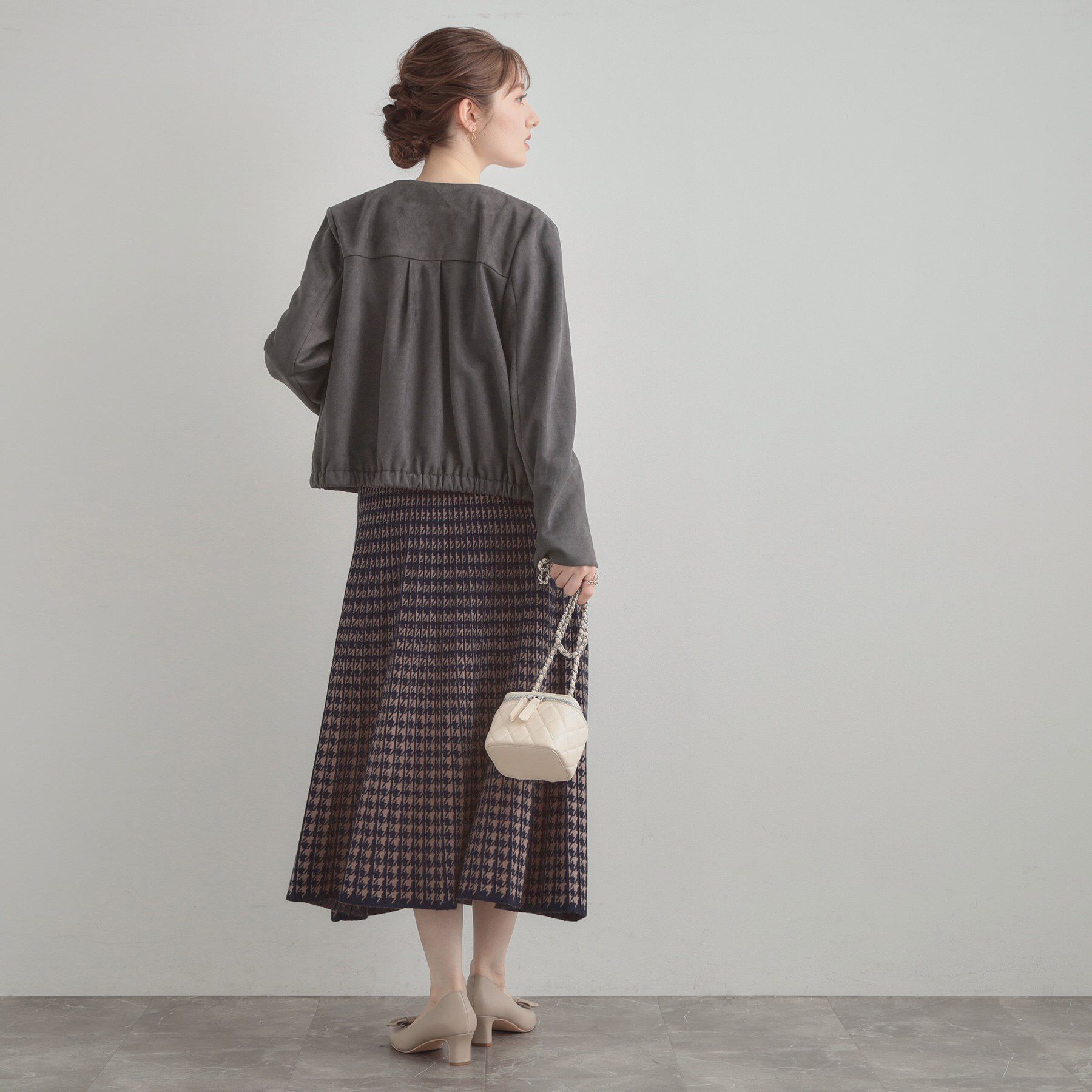 Couture broach「【通勤・大人上品】スエード調ダンボール ノーカラージャケット」|ブルゾン・スタジャン|