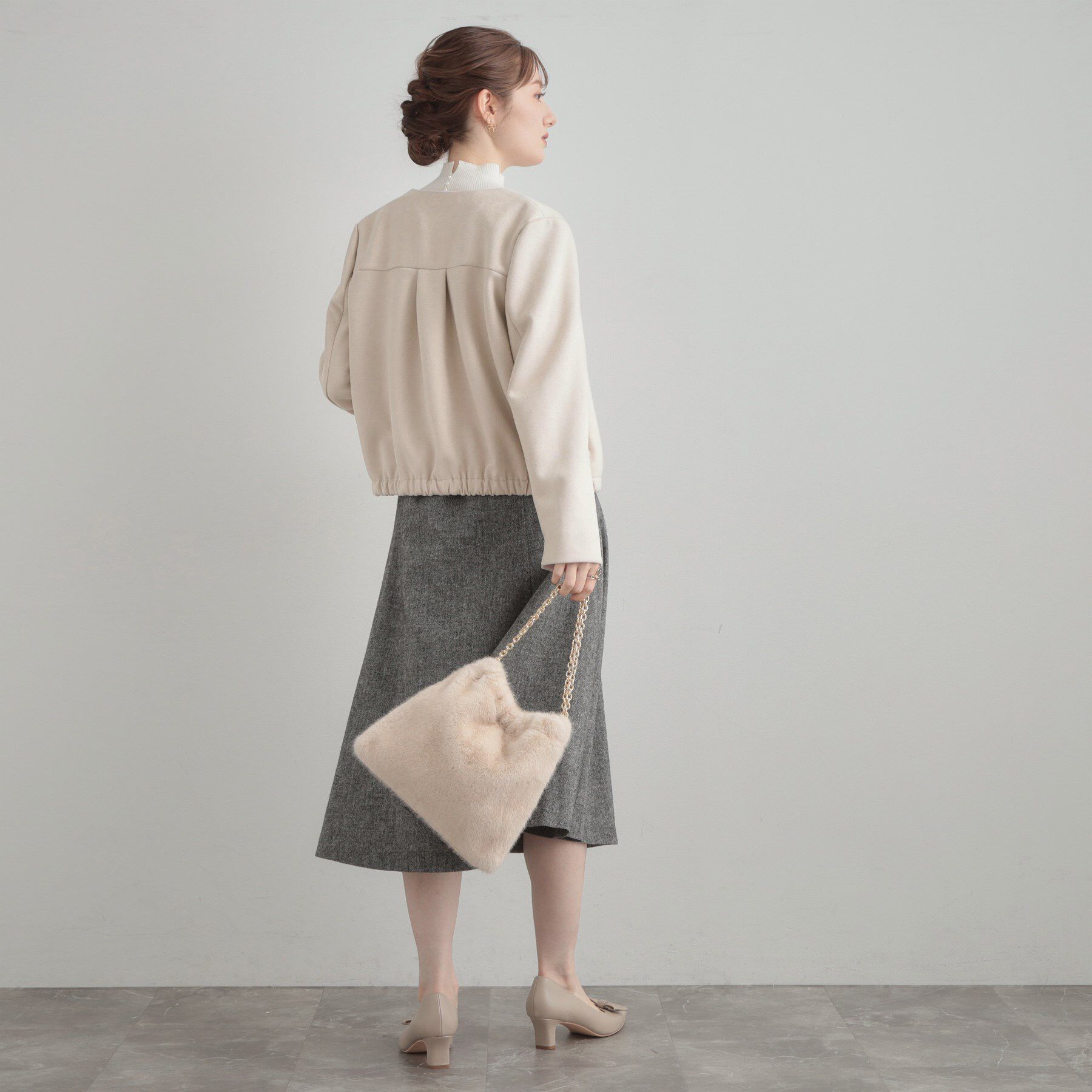 Couture broach「【通勤・大人上品】スエード調ダンボール ノーカラージャケット」|ブルゾン・スタジャン|