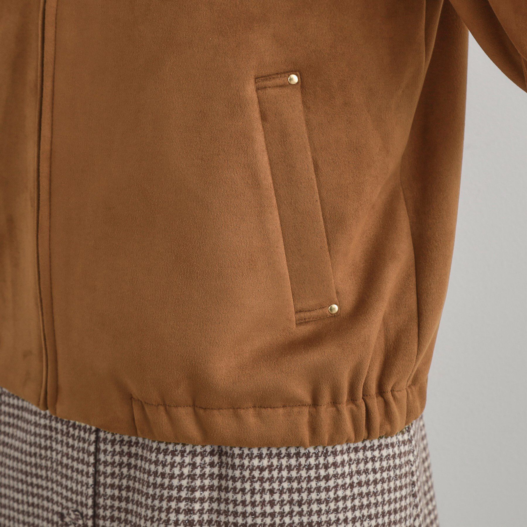 Couture broach「【通勤・大人上品】スエード調ダンボール ノーカラージャケット」|ブルゾン・スタジャン|