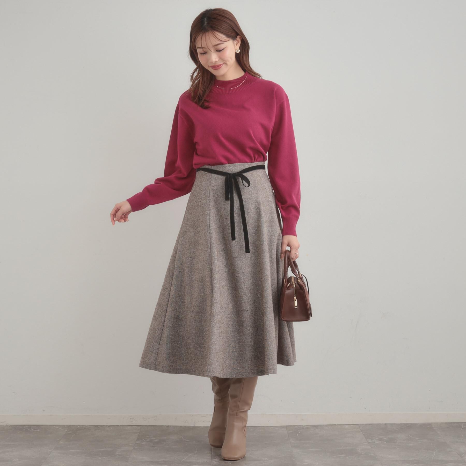 Couture broach「【通勤・大人上品】ラメツイード フレアスカート」|スカート|