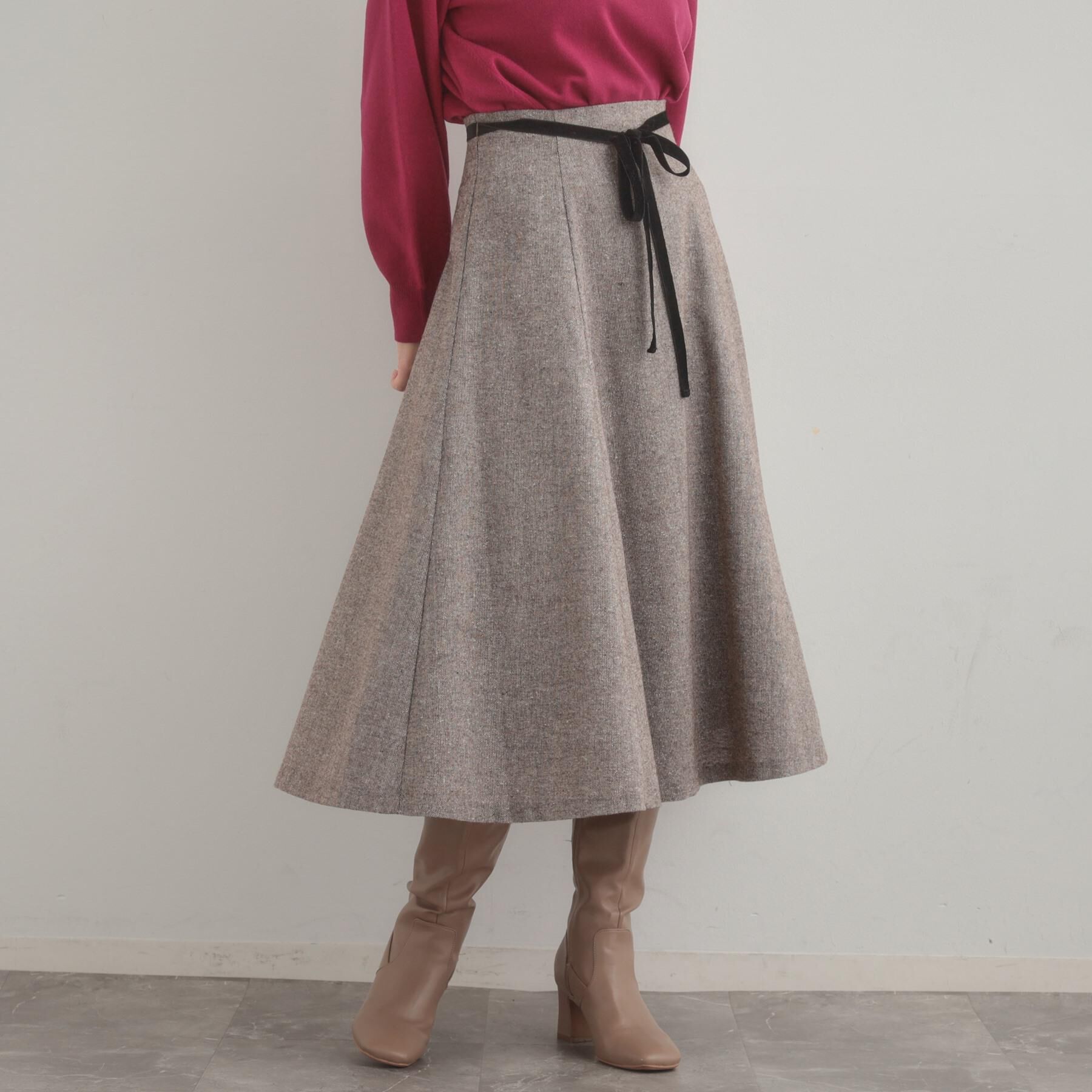 Couture broach「【通勤・大人上品】ラメツイード フレアスカート」|スカート|