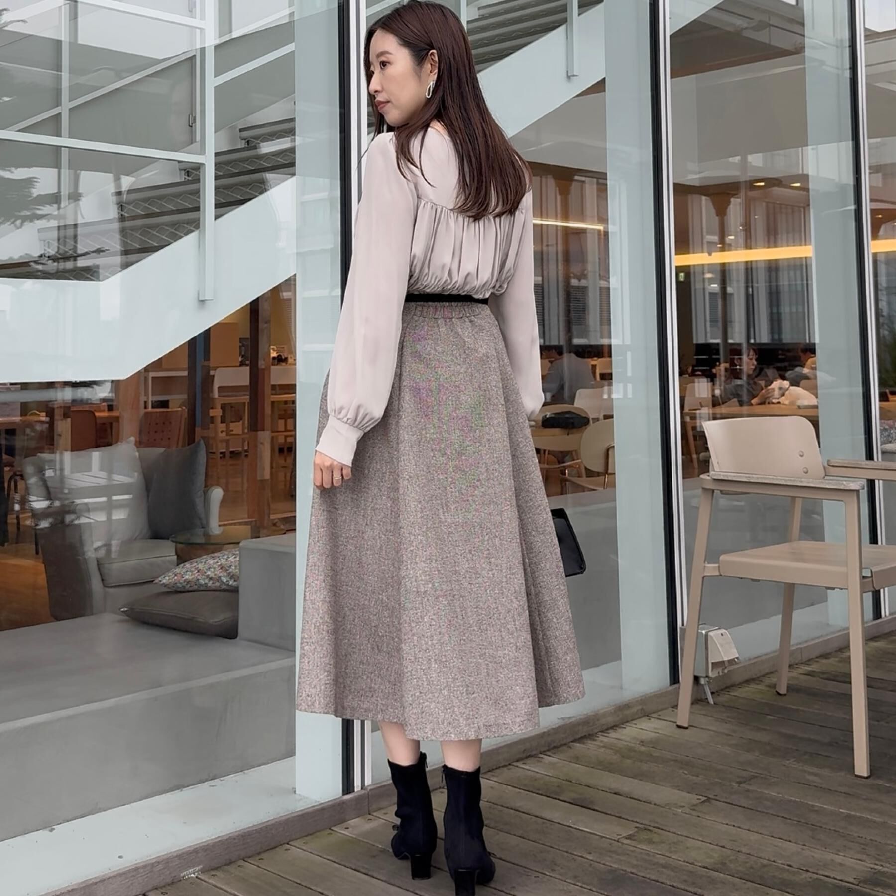 Couture broach「【通勤・大人上品】ラメツイード フレアスカート」|スカート|