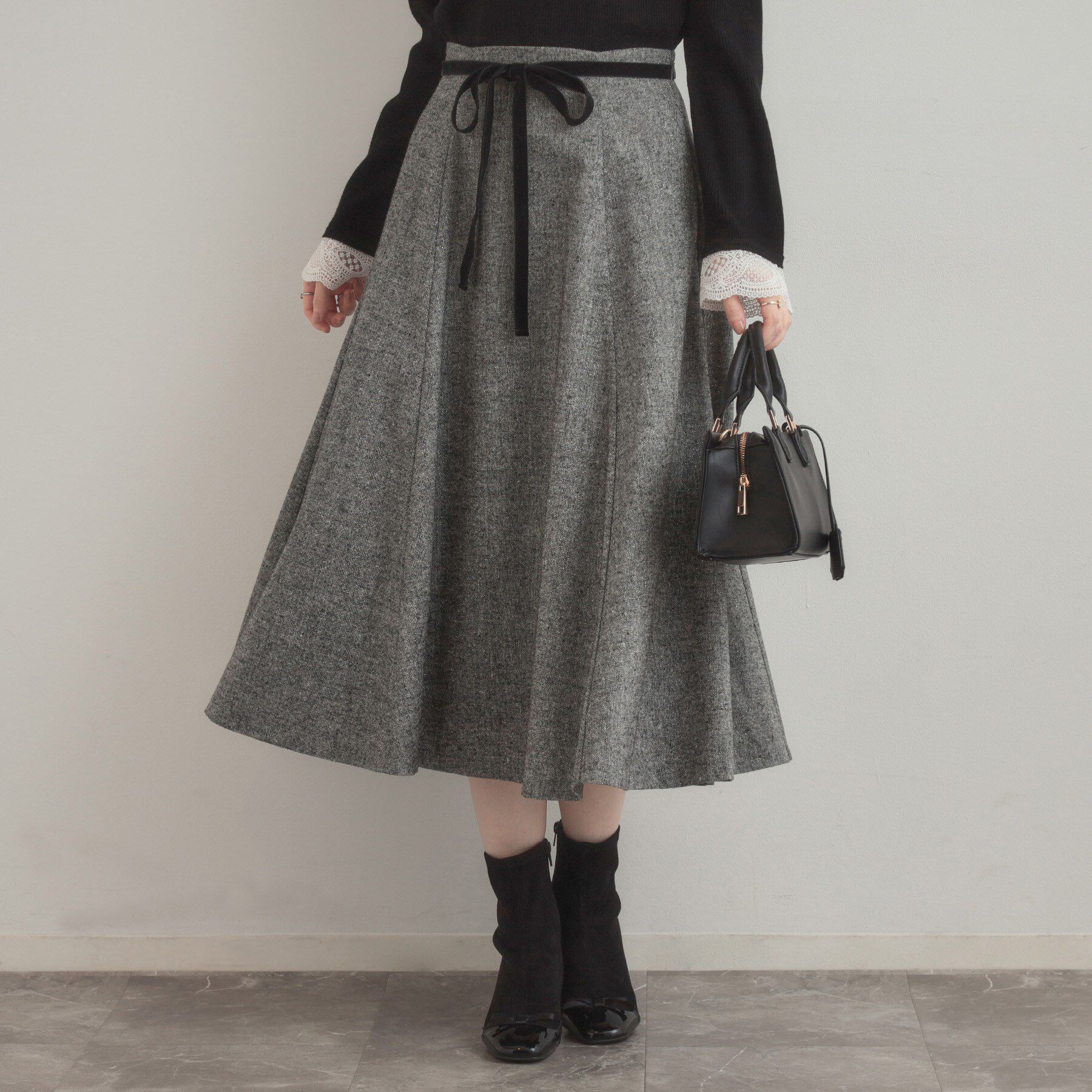Couture broach「【通勤・大人上品】ラメツイード フレアスカート」|スカート|