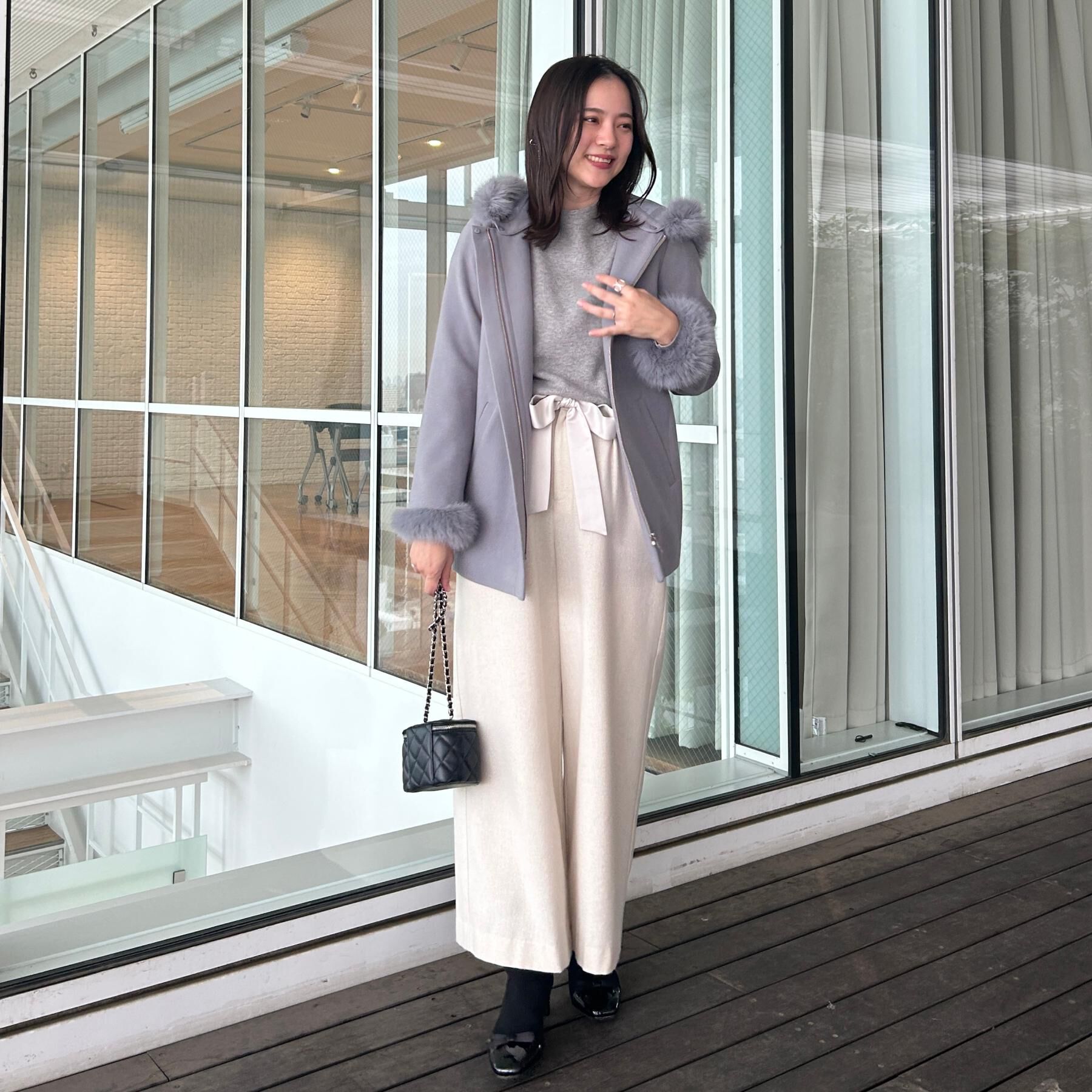 Couture broach「【大人可愛い・フード取り外し可能】フードフェイクファー ハーフ丈コート」|その他|