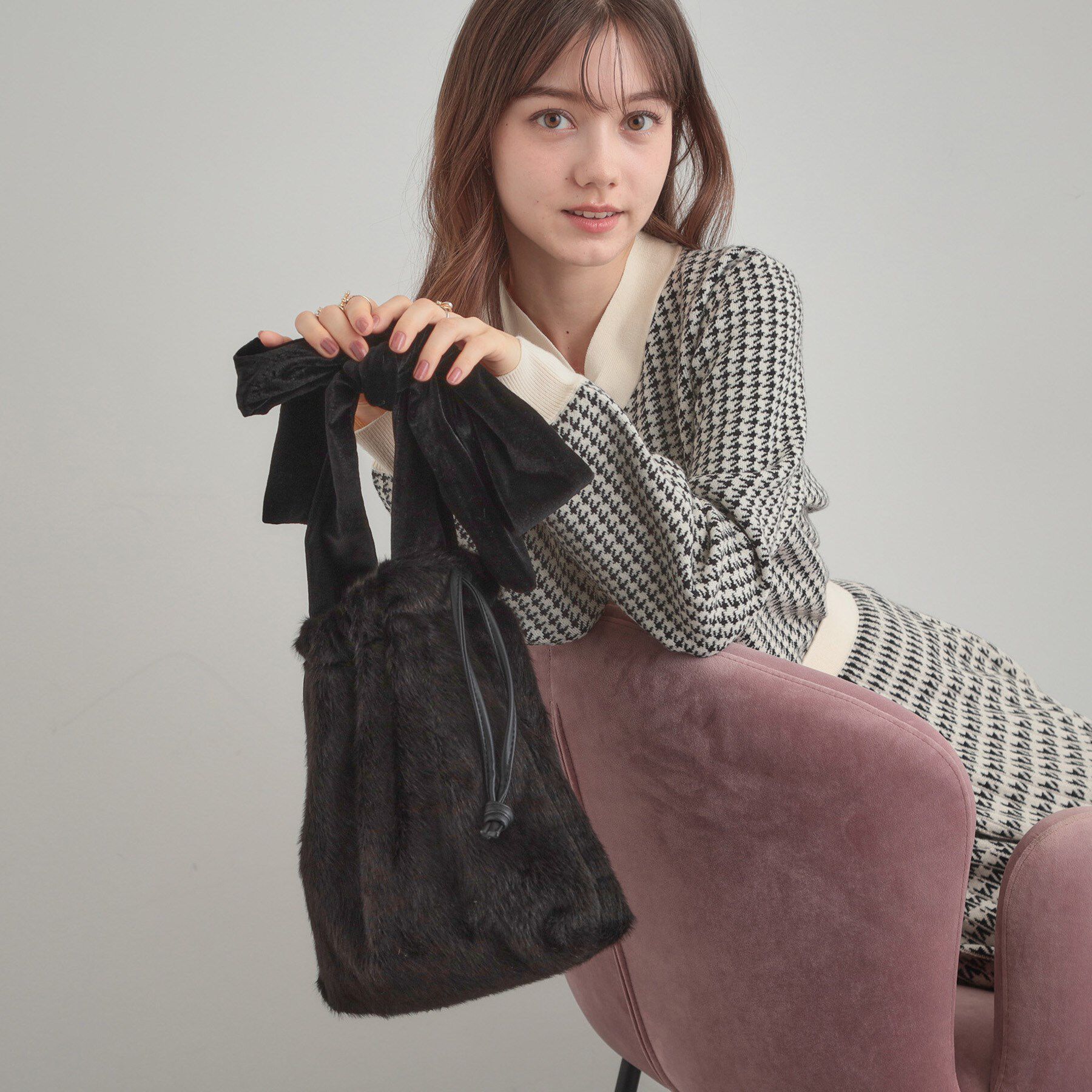 Couture broach「ベロアリボンフェイクファートートバッグ」|トートバッグ|