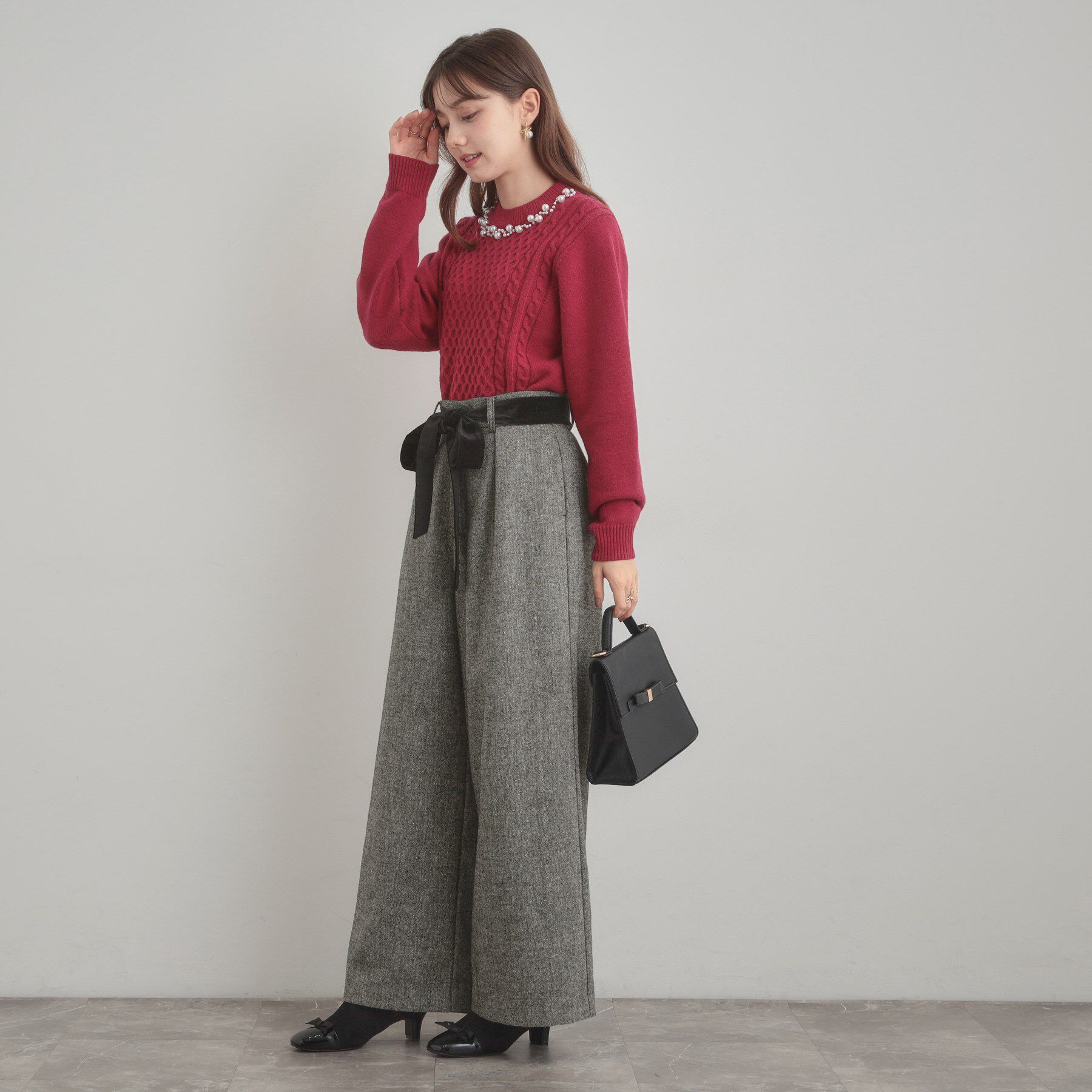 Couture broach「【上品華やか・通勤】ラメツイード ワイドパンツ」|その他|