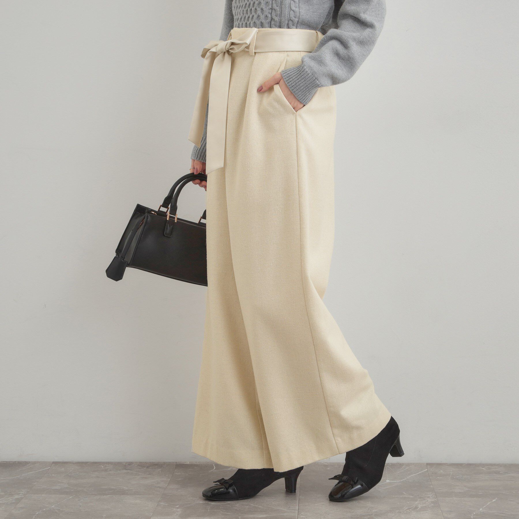 Couture broach「【上品華やか・通勤】ラメツイード ワイドパンツ」|その他|