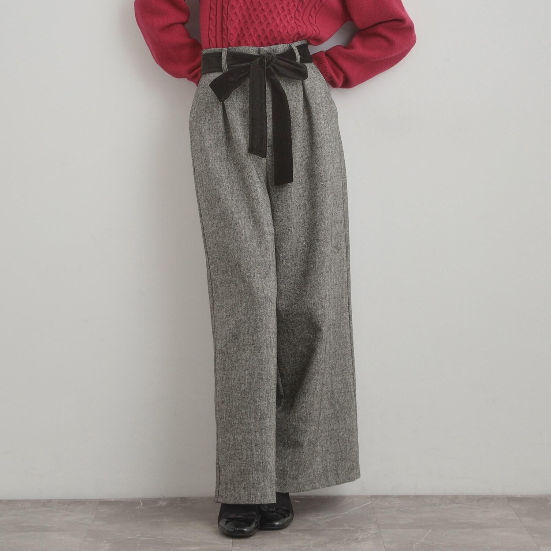 Couture broach「【上品華やか・通勤】ラメツイード ワイドパンツ」|その他|