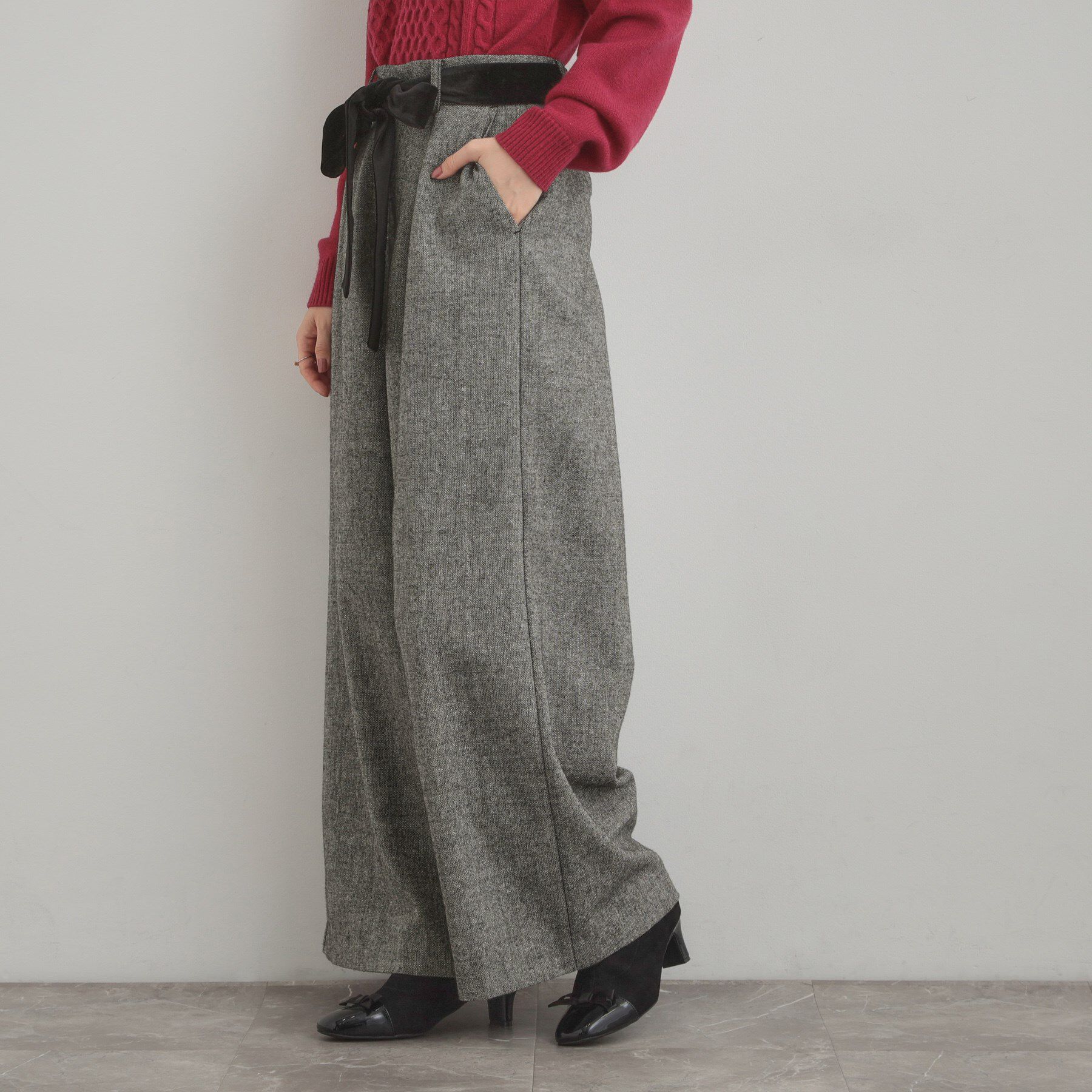 Couture broach「【上品華やか・通勤】ラメツイード ワイドパンツ」|その他|