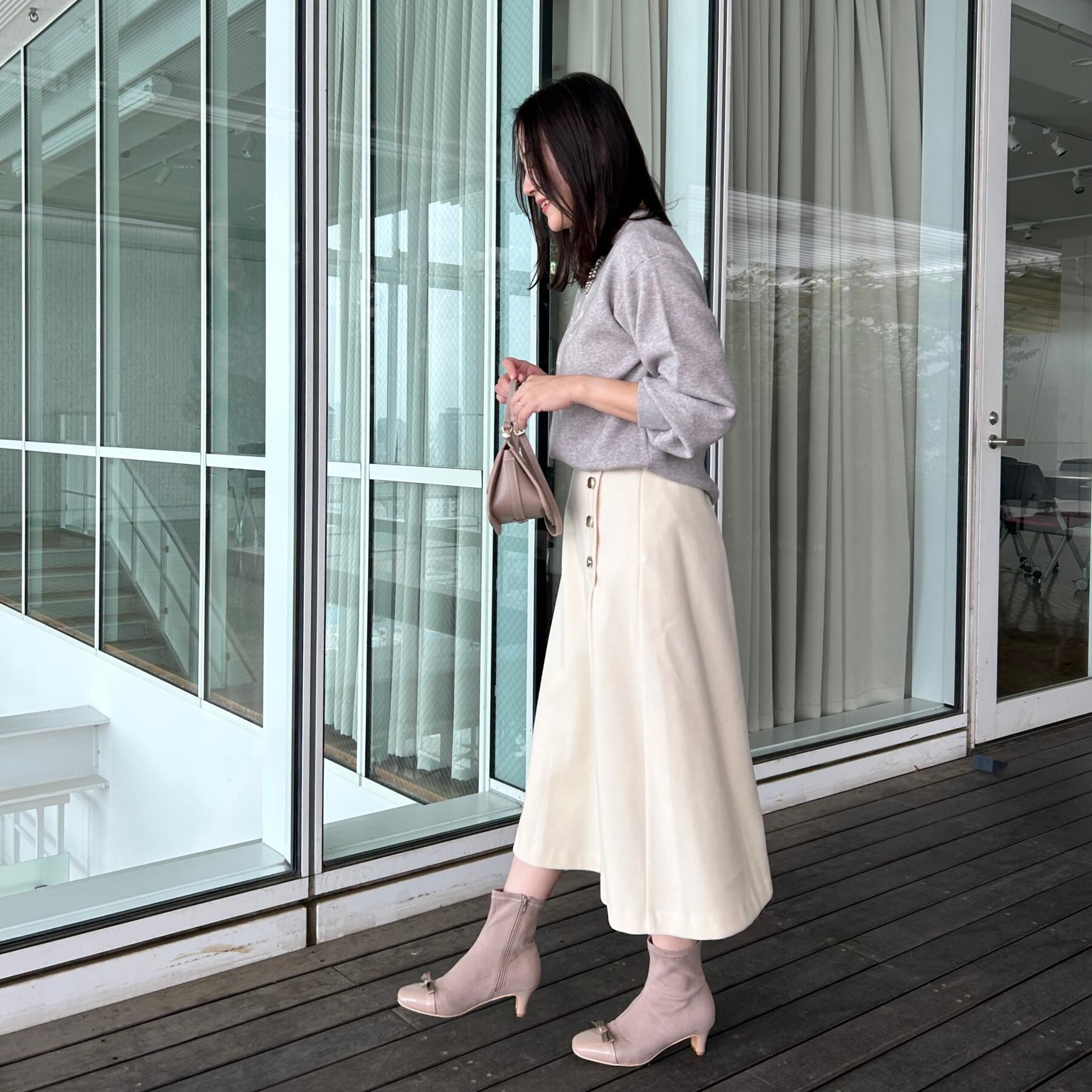 Couture broach「【通勤/金ボタン】フェイクウール ポンチスカート」|スカート|