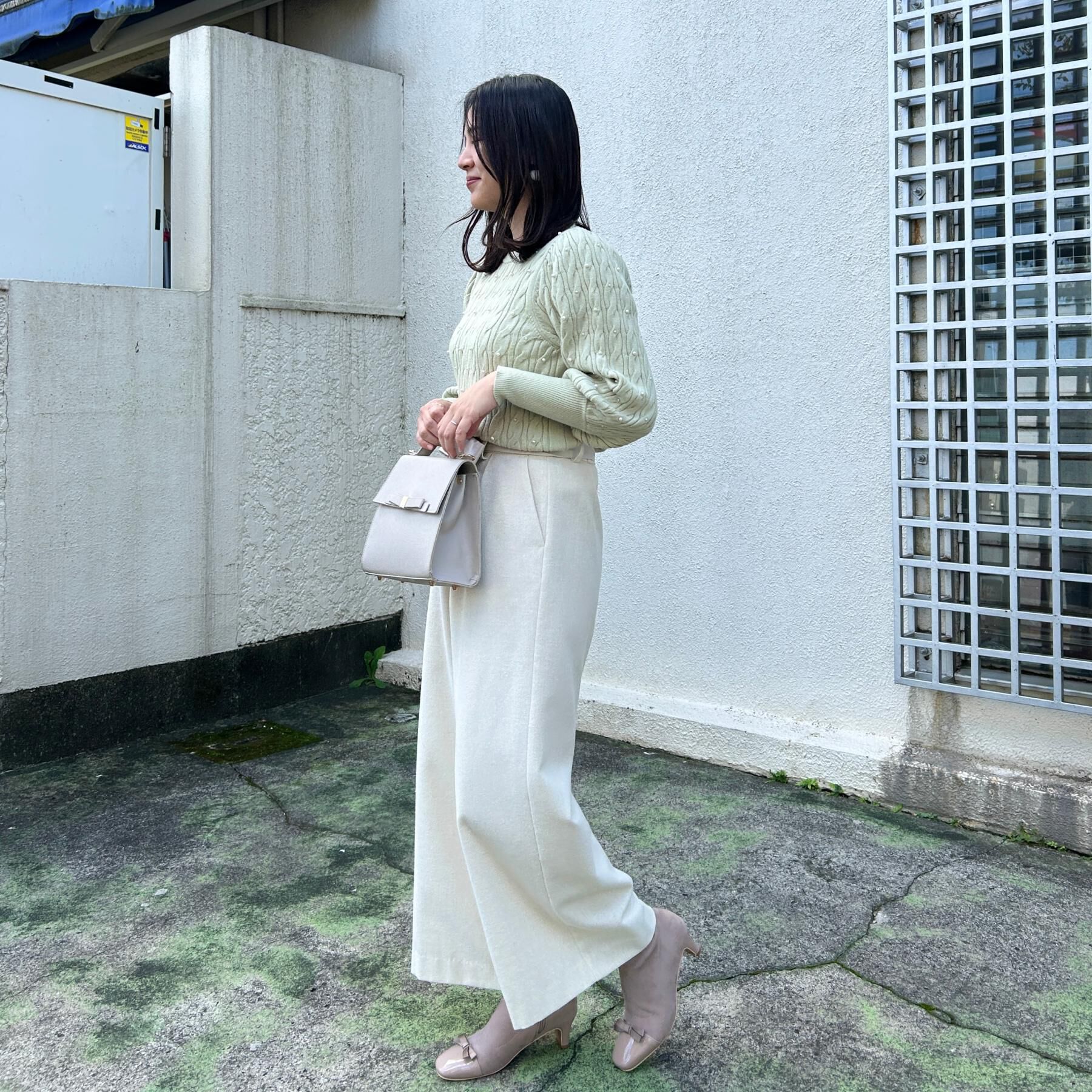 Couture broach「【華やぎ・一枚で着映え】ケーブルパール調ニット」|ニット・セーター|