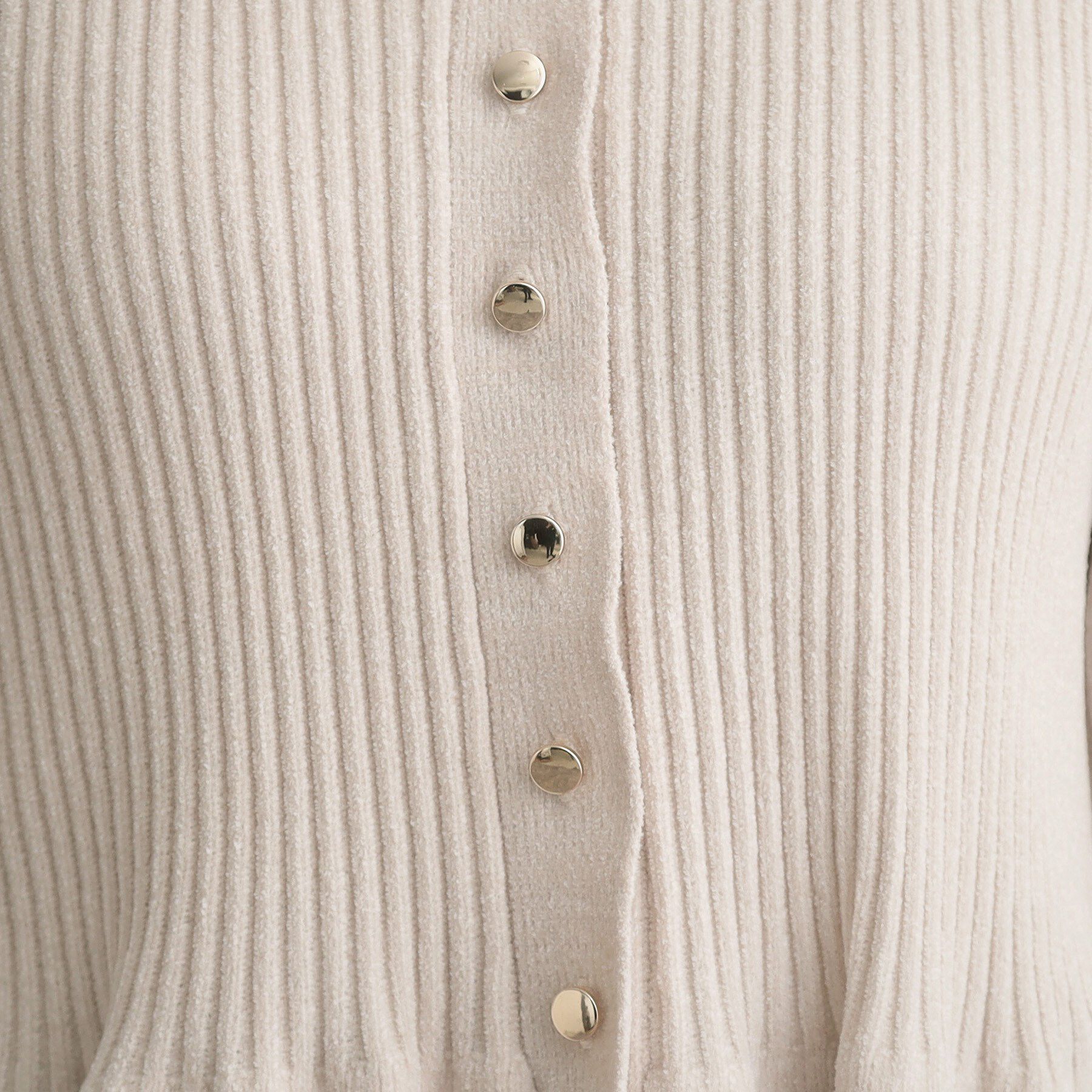 Couture broach「【袖口レース・着映え】短毛モールペプラム カーデ」|カーディガン|