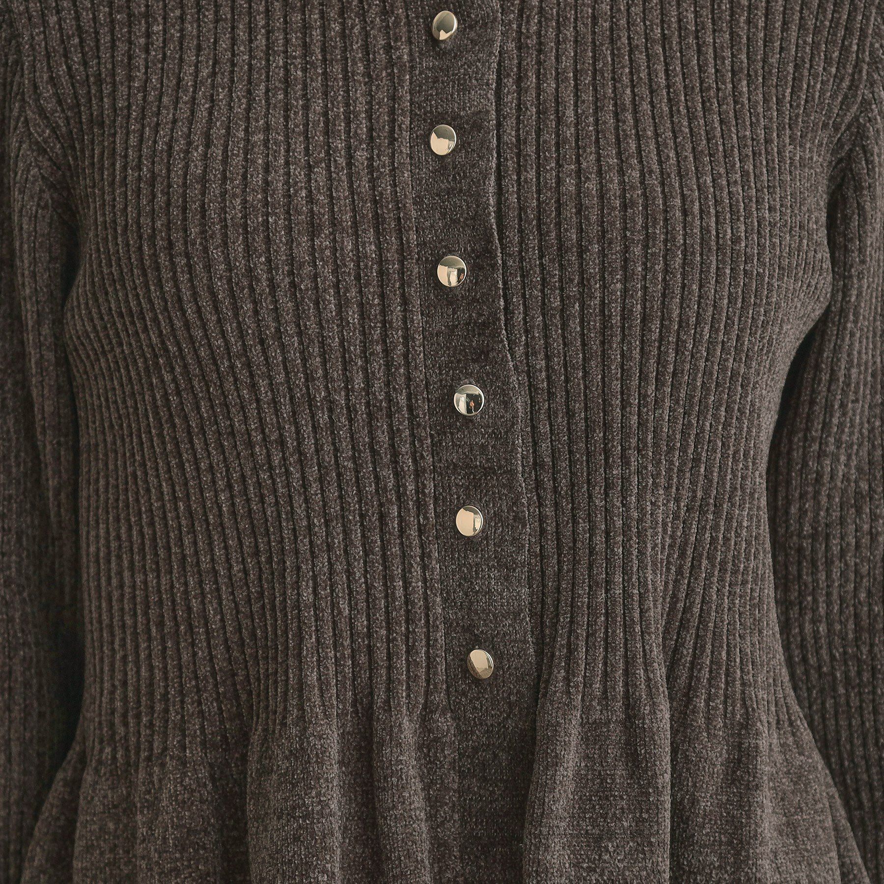 Couture broach「【袖口レース・着映え】短毛モールペプラム カーデ」|カーディガン|