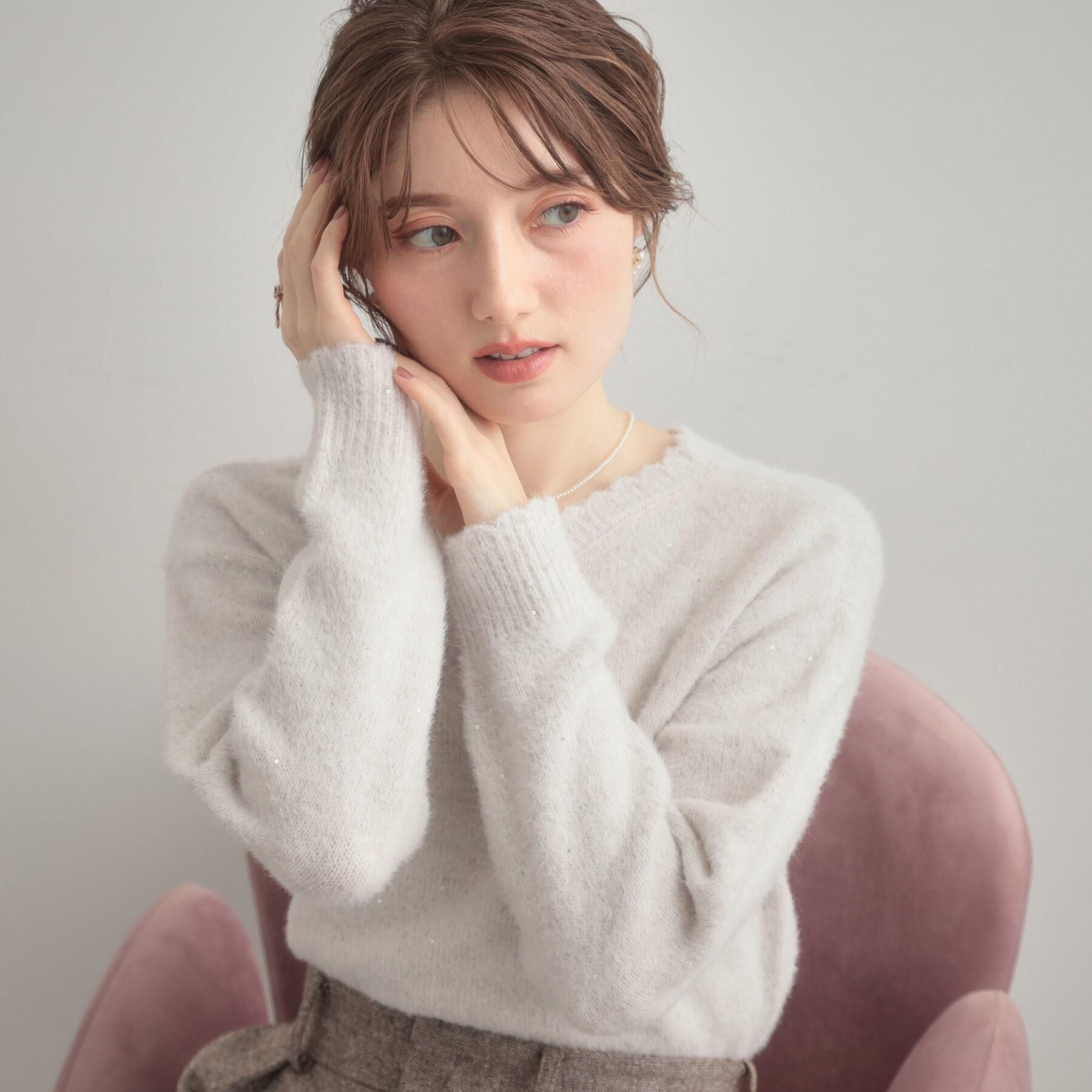 Couture broach「【前後2WAY】スパンコールラメフェザー ニット」|ニット・セーター|