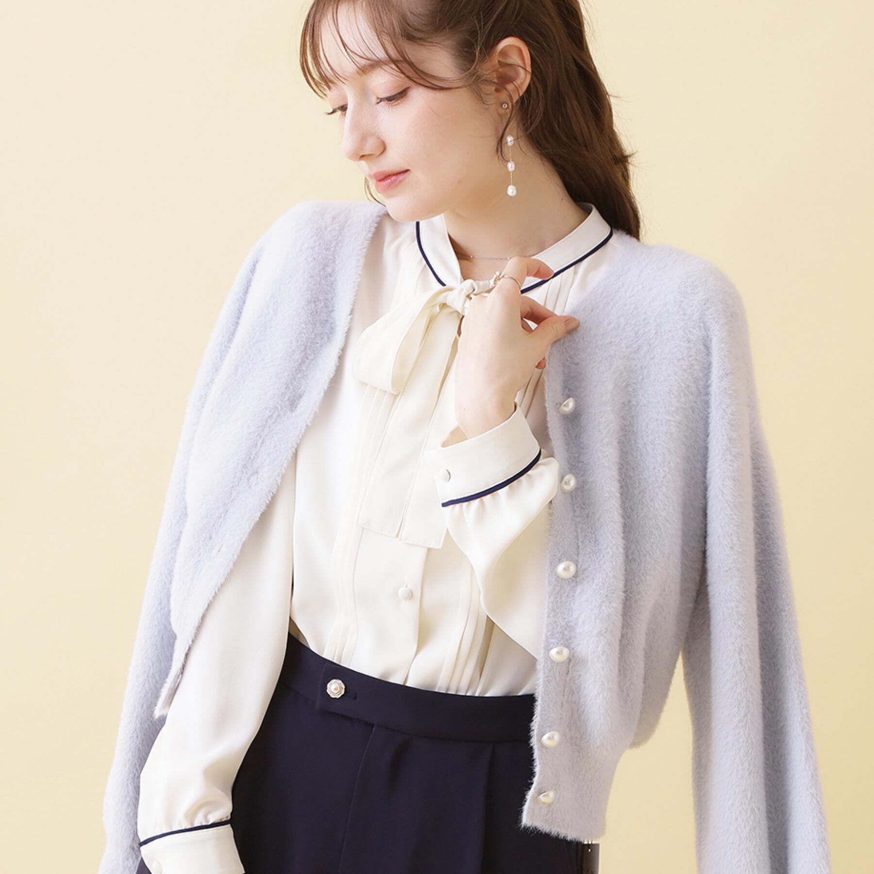 Couture broach「【前後2WAY】Springフェザーカーデトップス」|カーディガン|