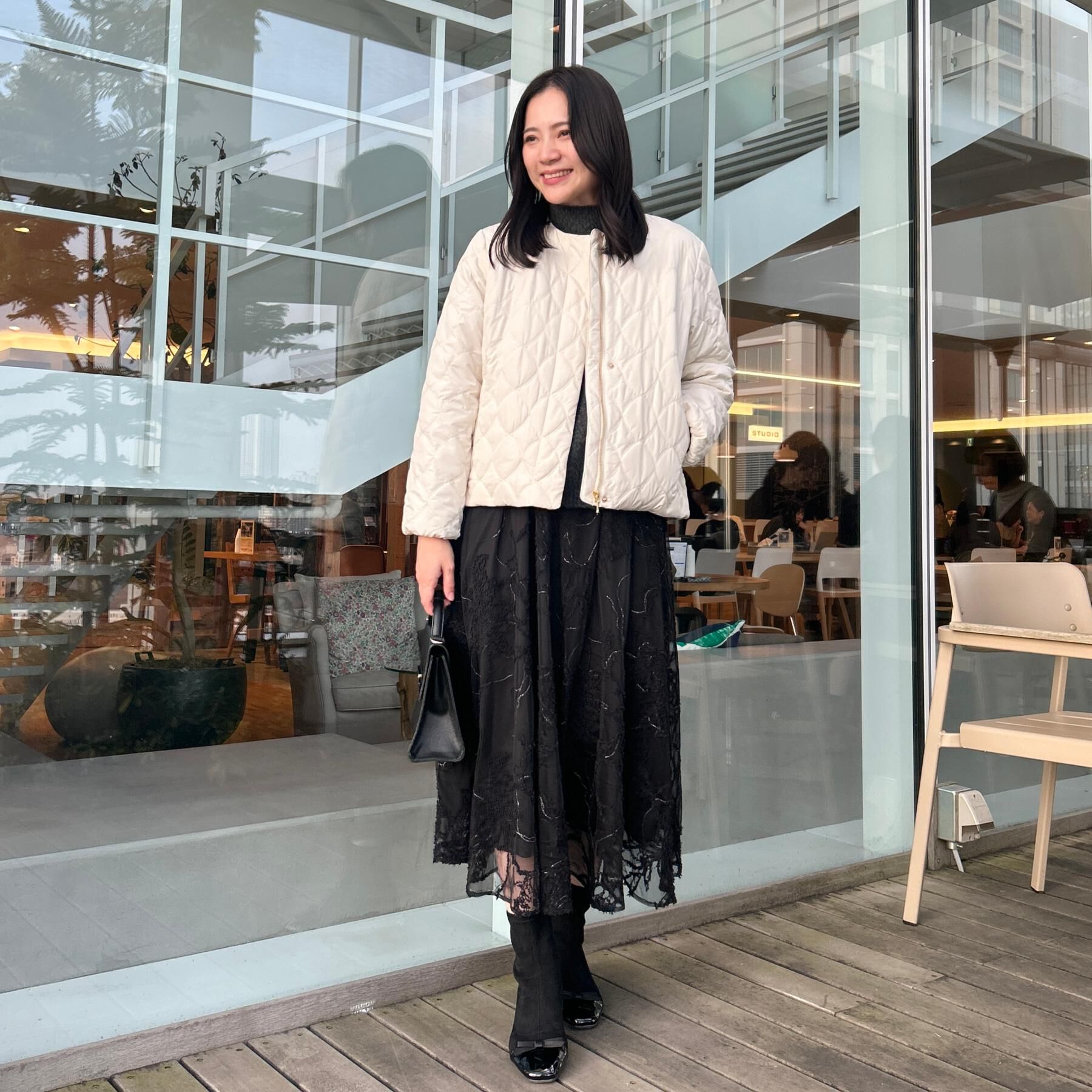 Couture broach「【ハレの日・通勤】ラメ刺繍ブークレチュールスカート」|スカート|